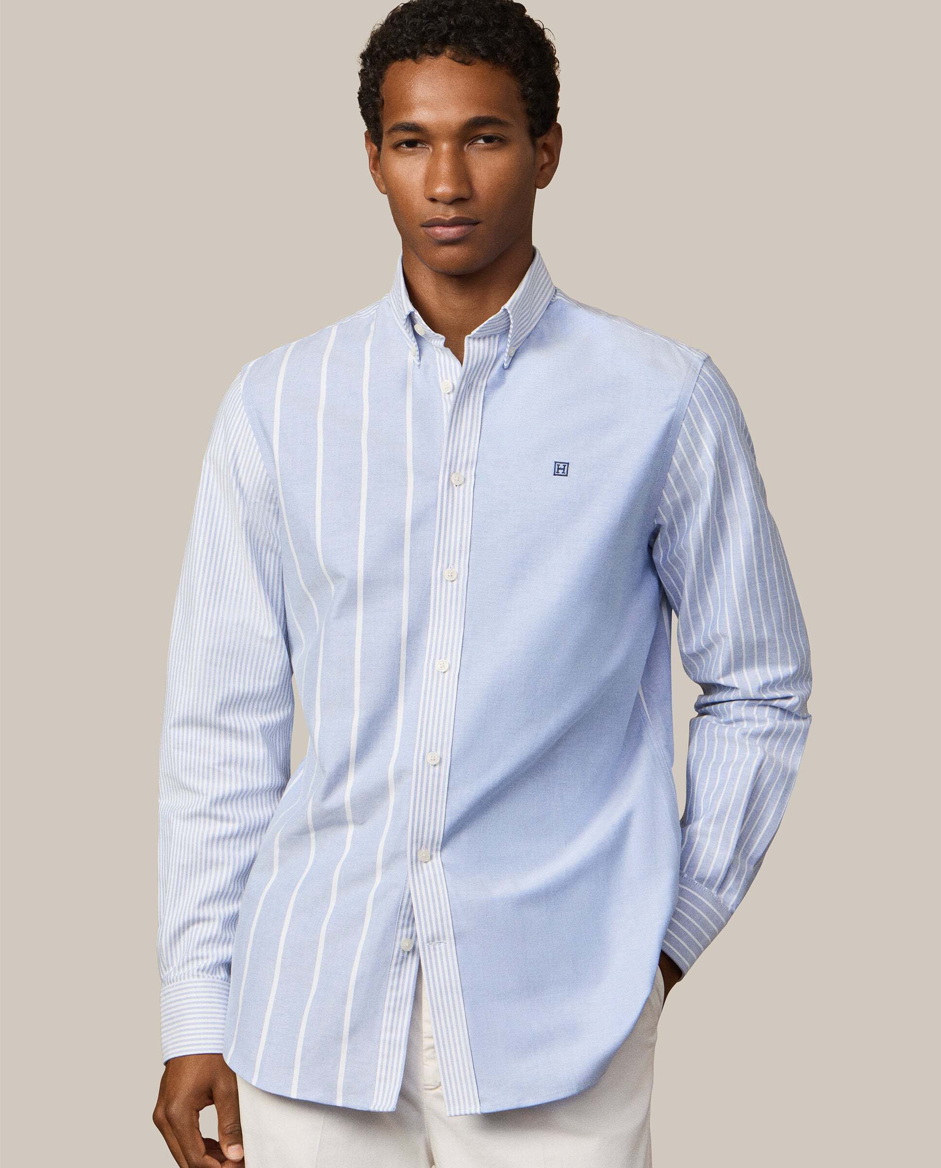 Hackett - Camisa oxford patchwork fit clásico.