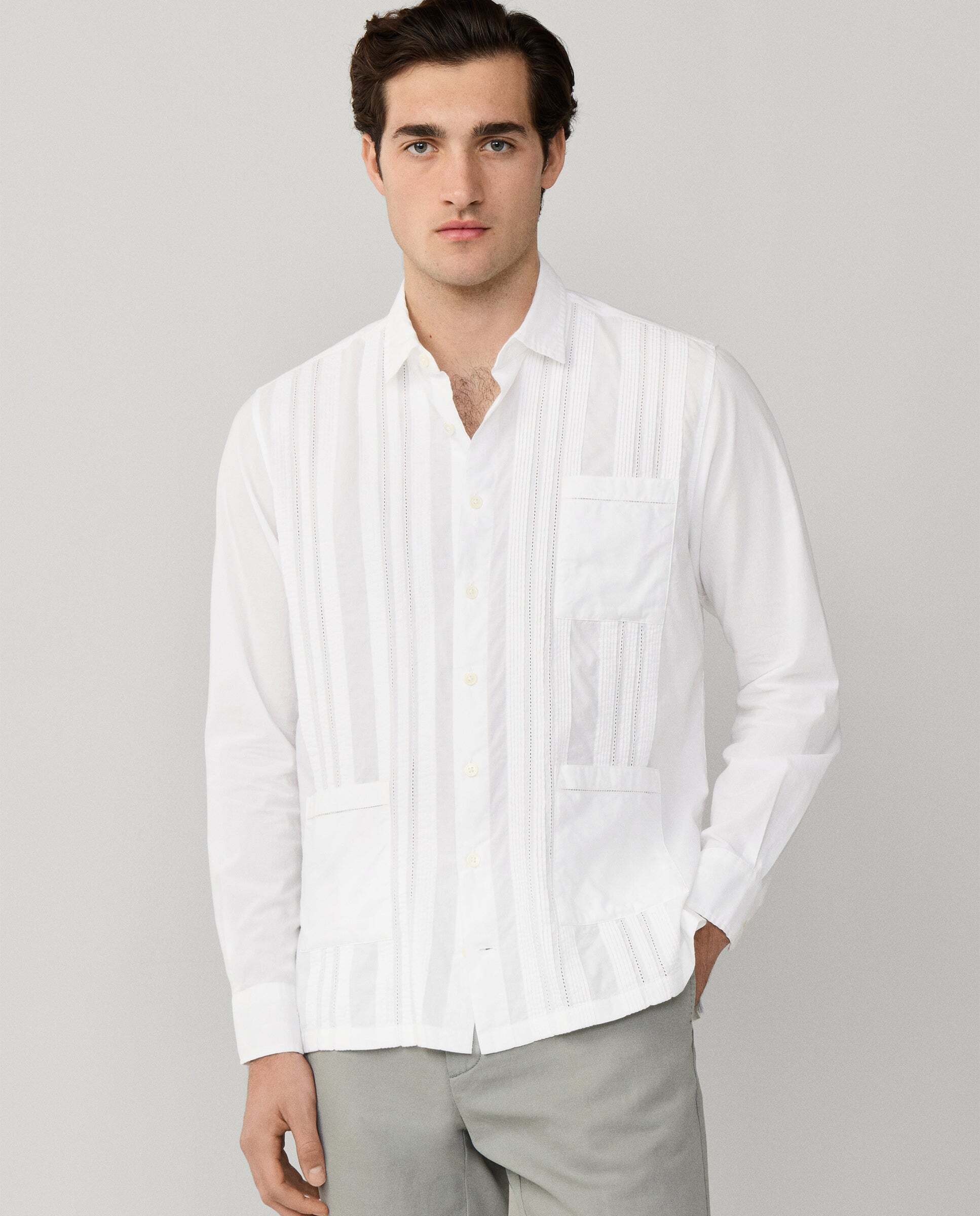 Hackett - Camisa guayabera de hombre fit clásico.