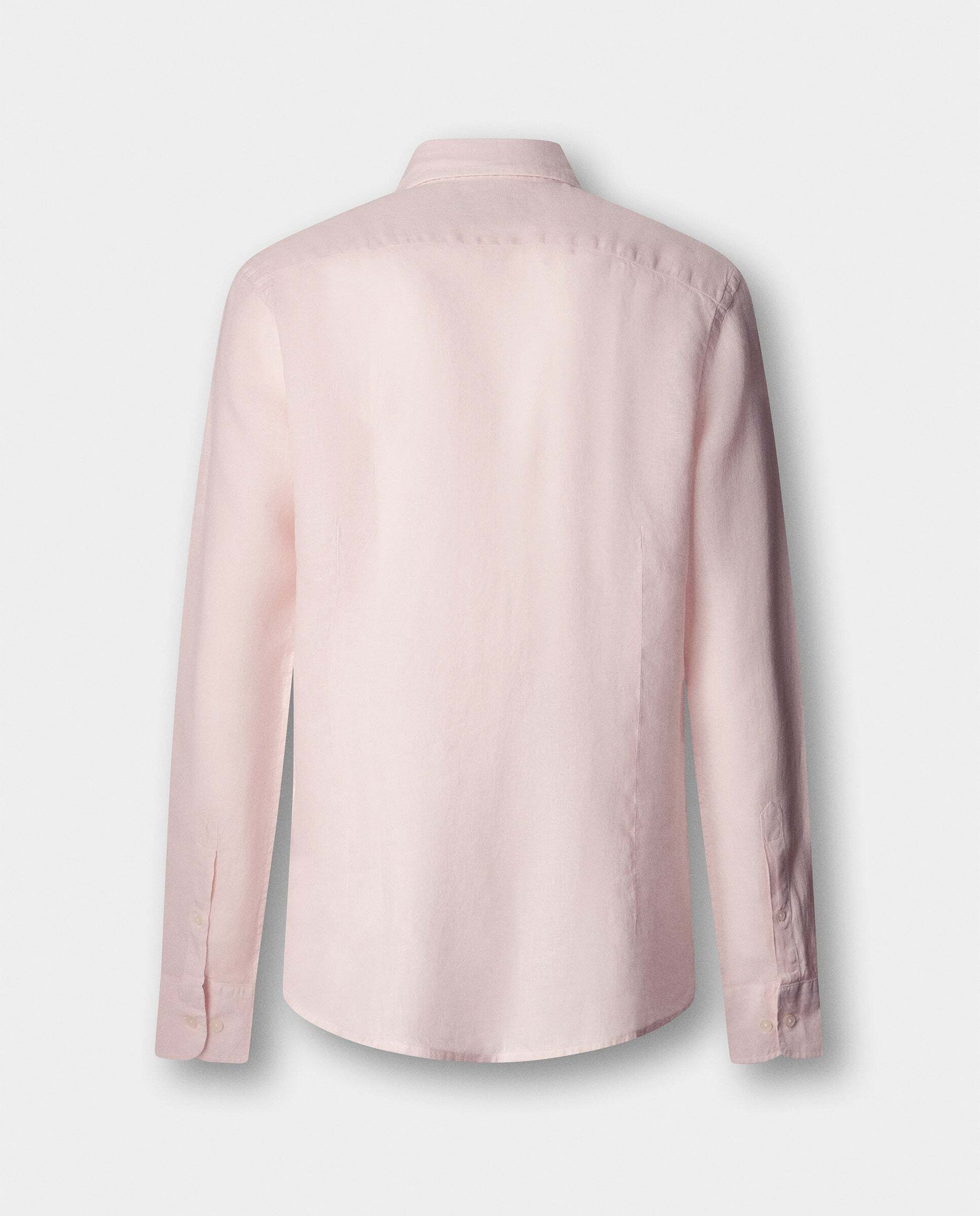 Camisa de hombre de lino teñida en prenda fit tailored - Hackett - Verde militar Rosa pastel-9