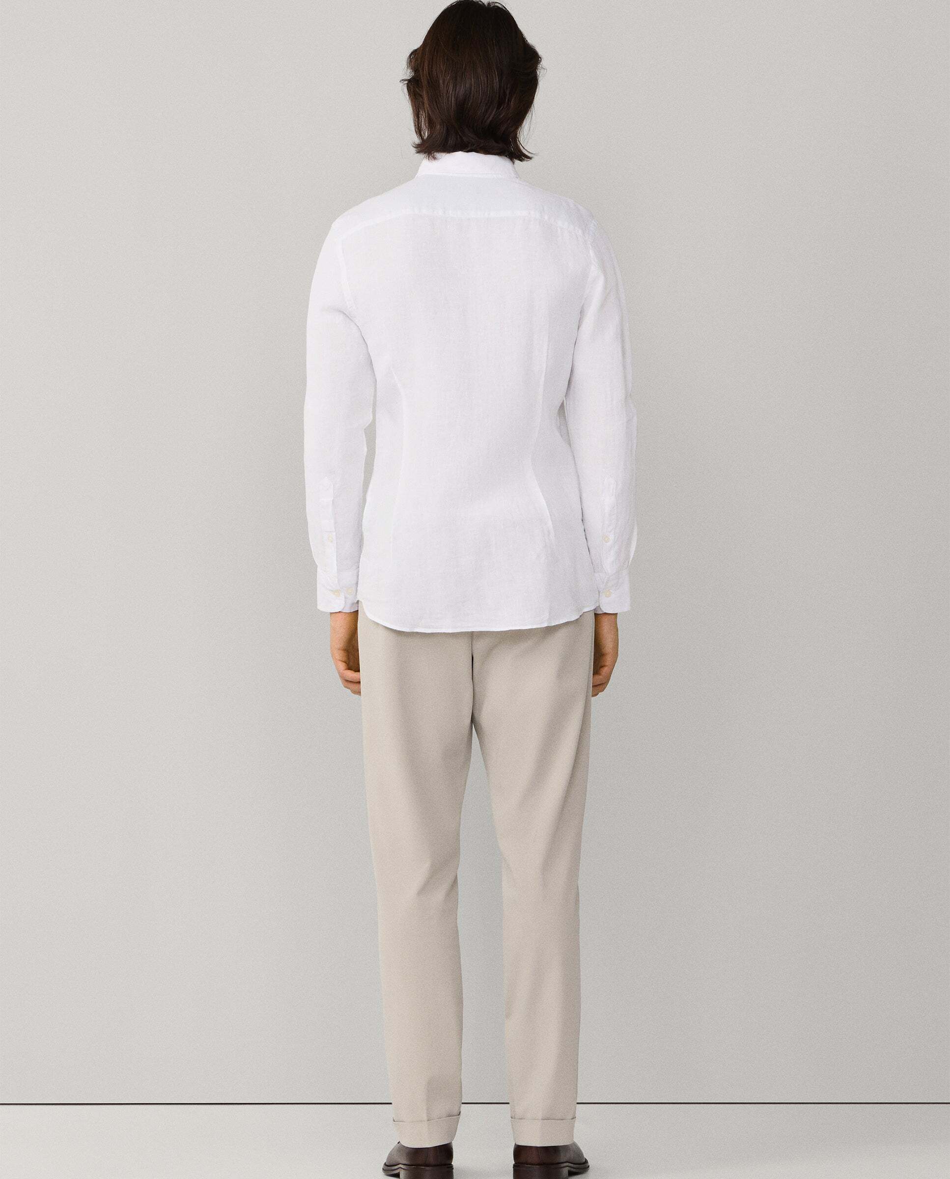 Camisa de hombre de lino teñida en prenda fit tailored - Hackett - Blanco Blanco-3
