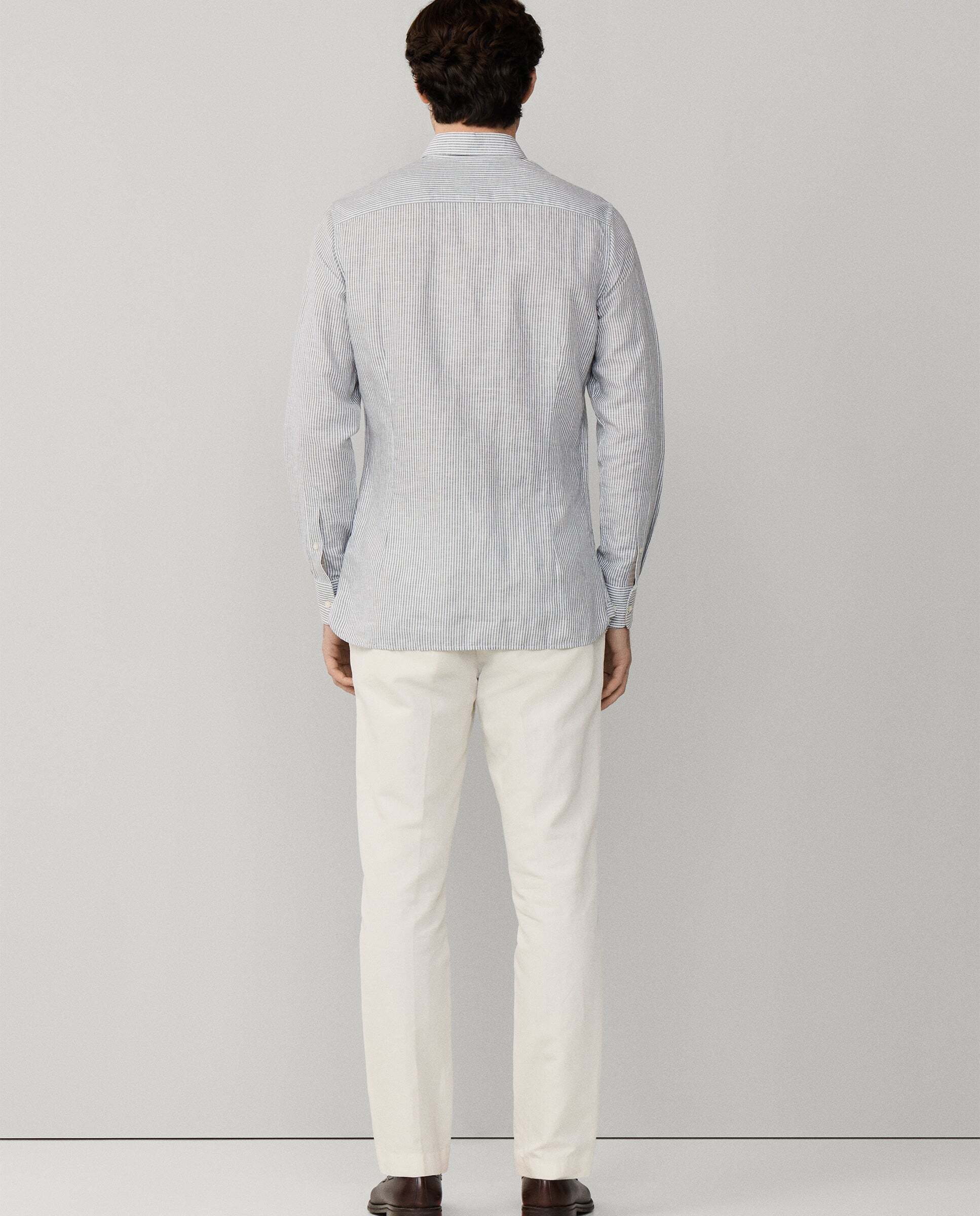 Camisa de hombre selvedge algodón-lino fit clásico - Hackett - Verde Verde-3