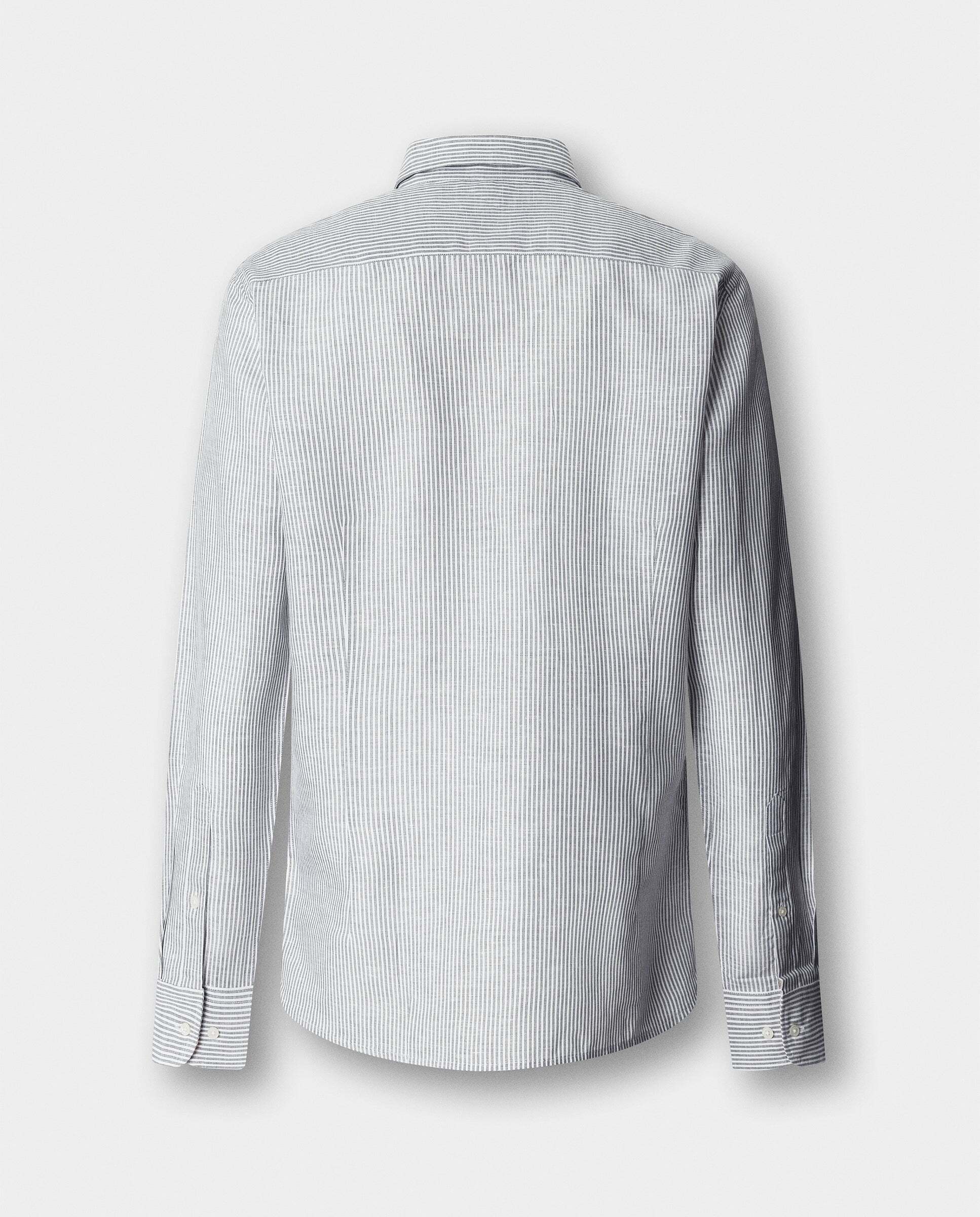 Camisa de hombre selvedge algodón-lino fit clásico - Hackett - Verde Verde-9