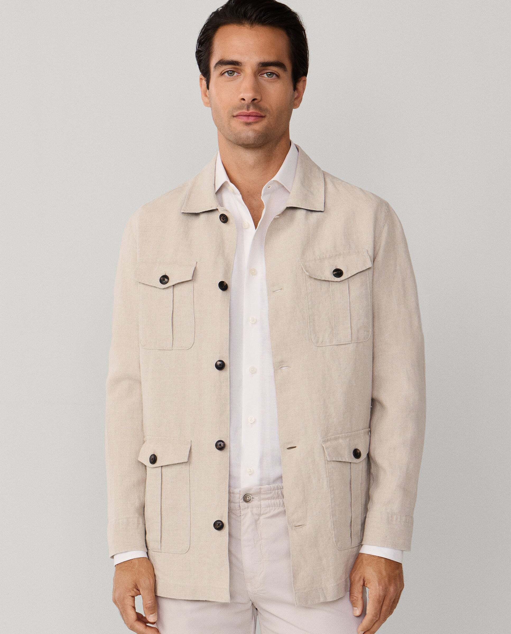Hackett - Sobrecamisa chaqueta sahariana de lino.