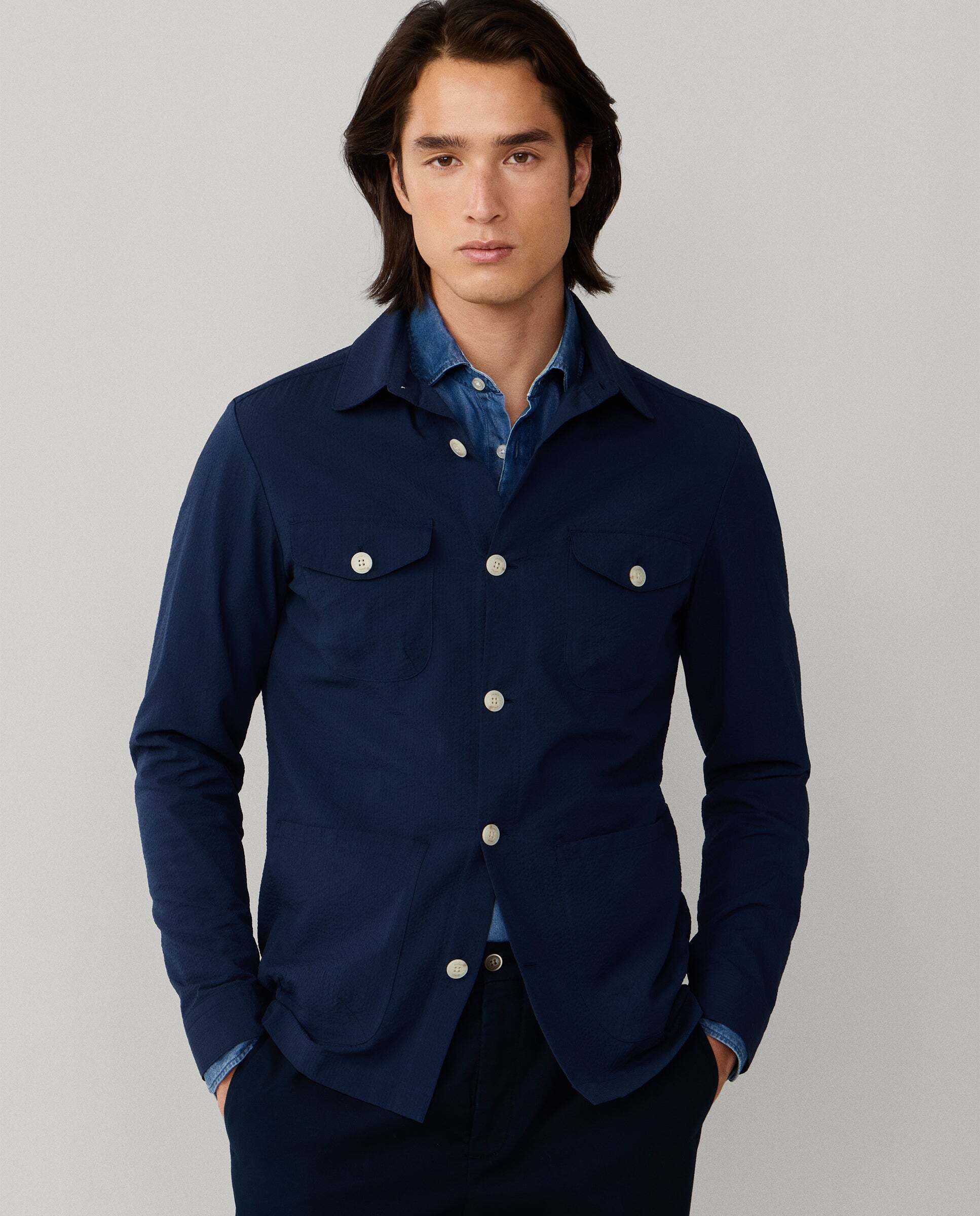 Hackett - Sobrecamisa de hombre seersucker.