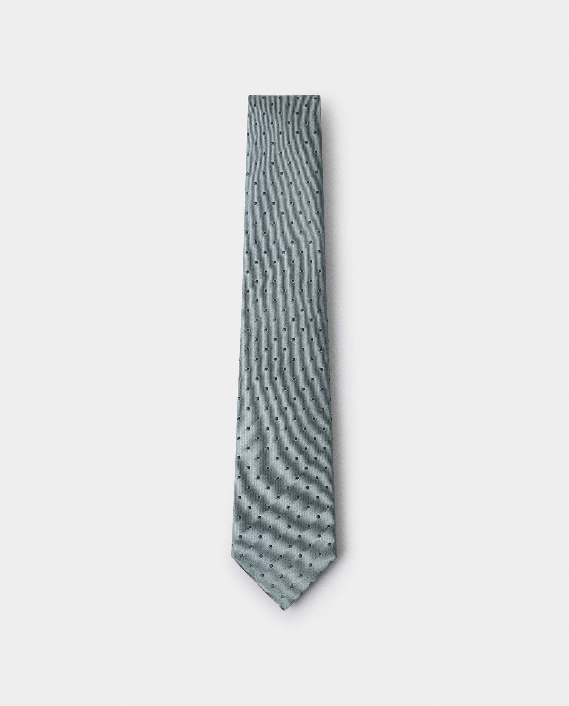Corbata de hombre de seda sarga mayfair dot - Hackett - Azul marino Verde menta-1