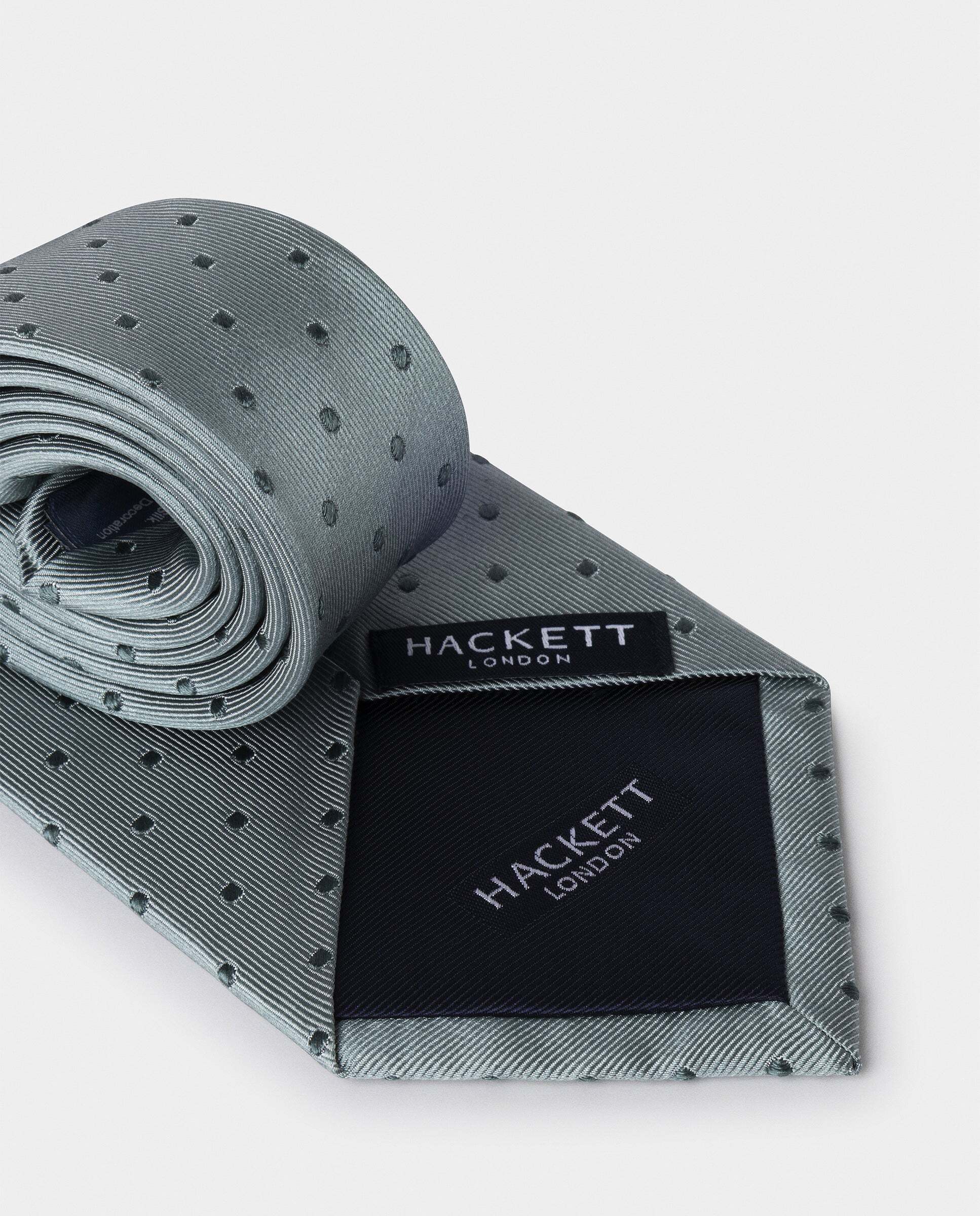 Corbata de hombre de seda sarga mayfair dot - Hackett - Azul marino Verde menta-3