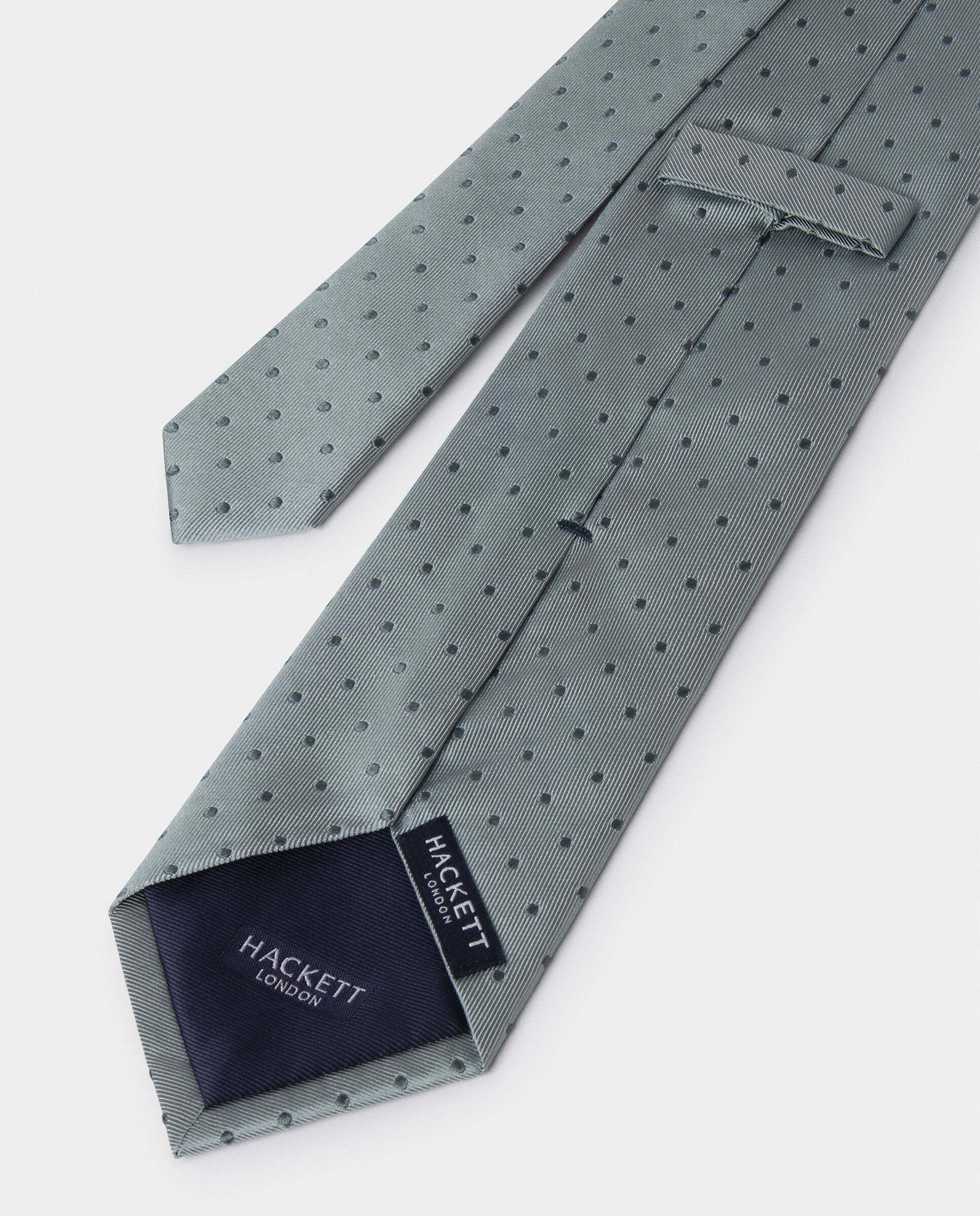 Corbata de hombre de seda sarga mayfair dot - Hackett - Azul marino Verde menta-2