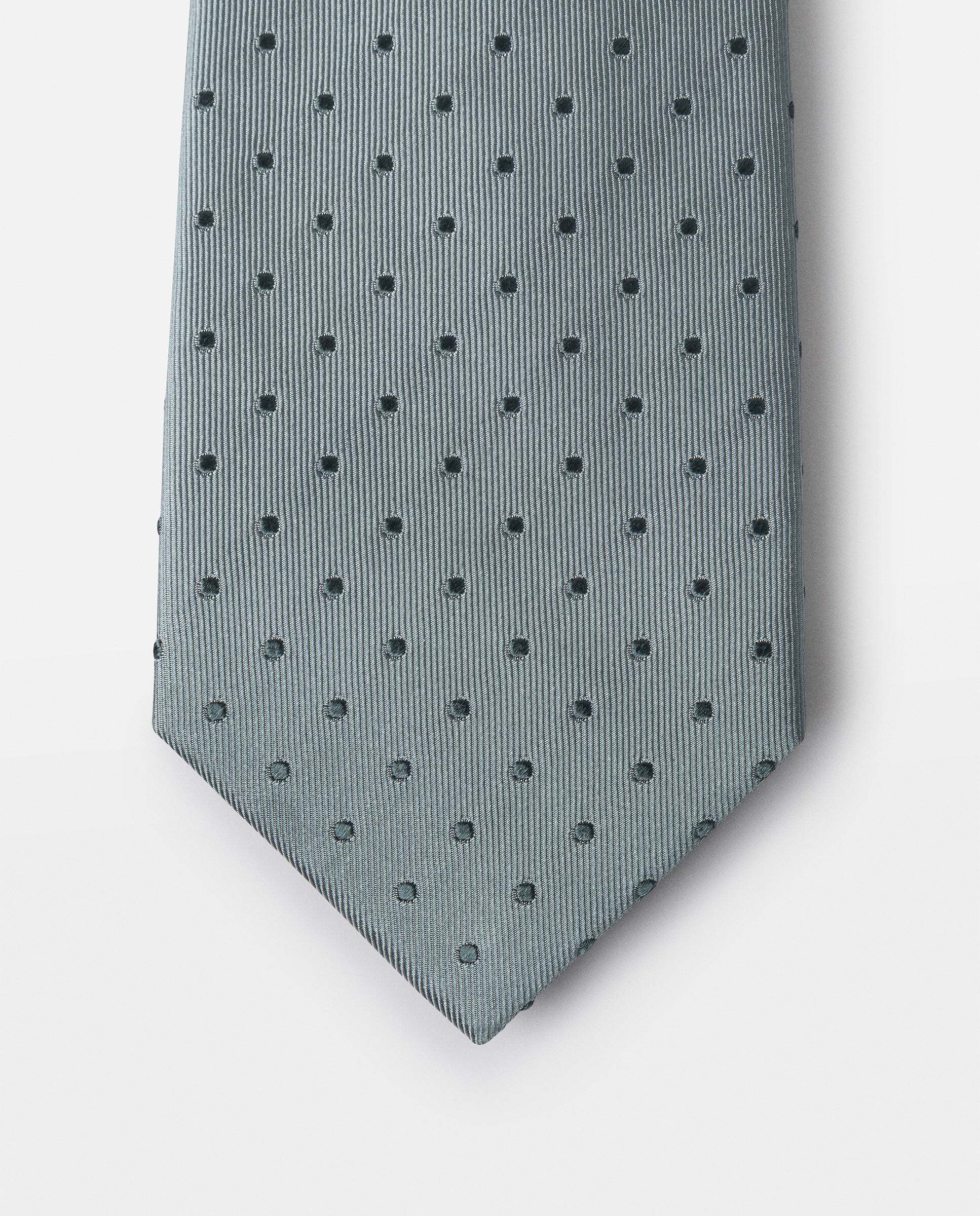 Corbata de hombre de seda sarga mayfair dot - Hackett - Azul marino Verde menta-4
