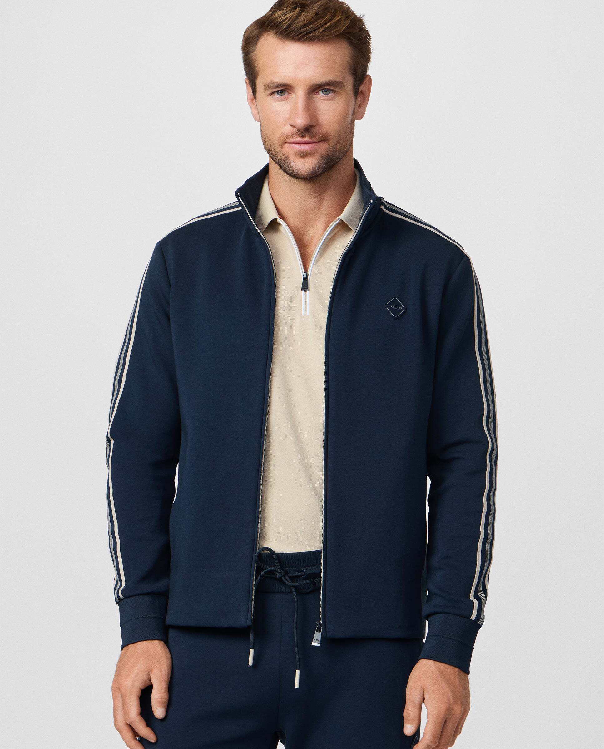 Hackett - Sudadera con cremallera de hombre completa tape track.
