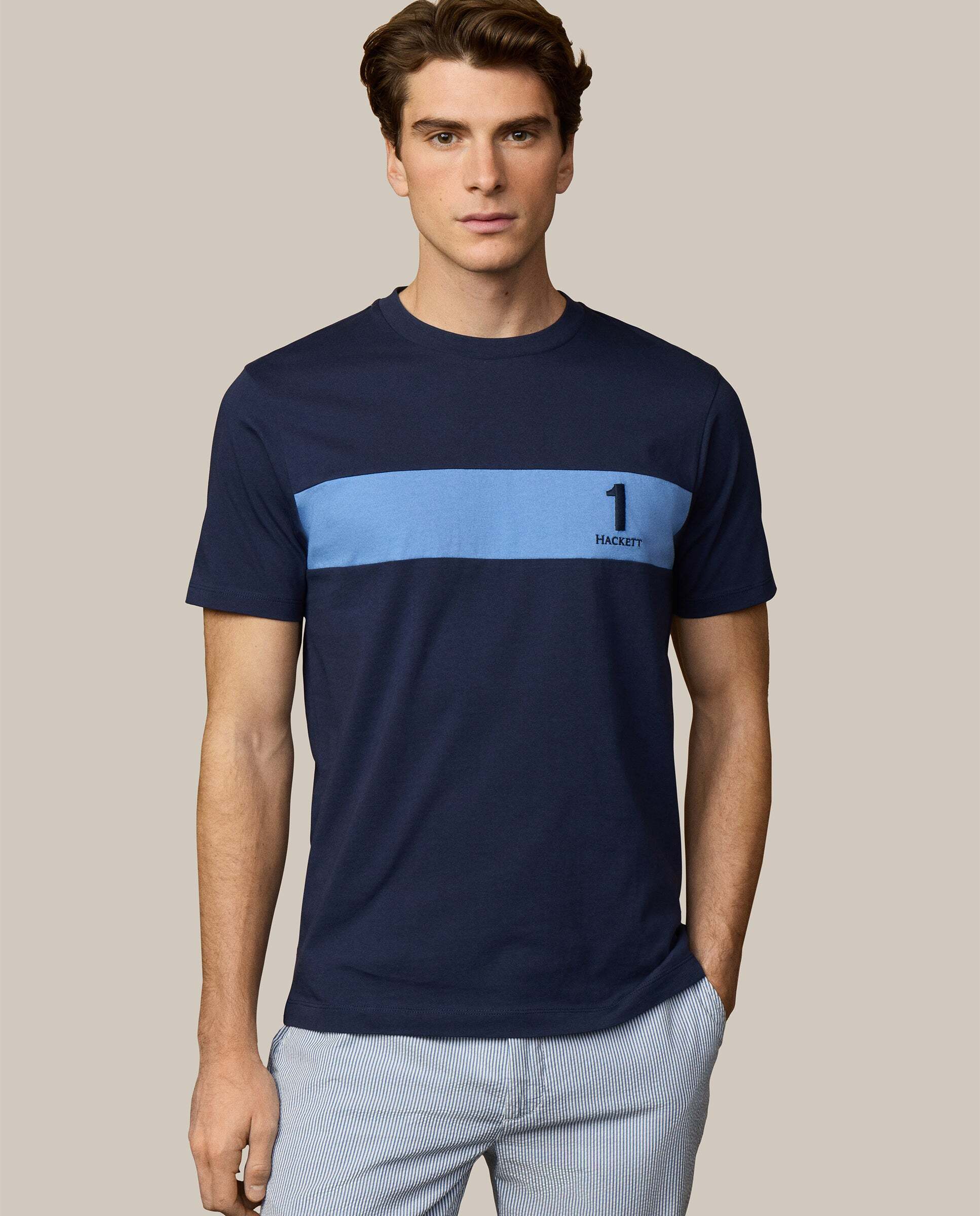 Hackett - Camiseta manga corta con paneles fit clásico.