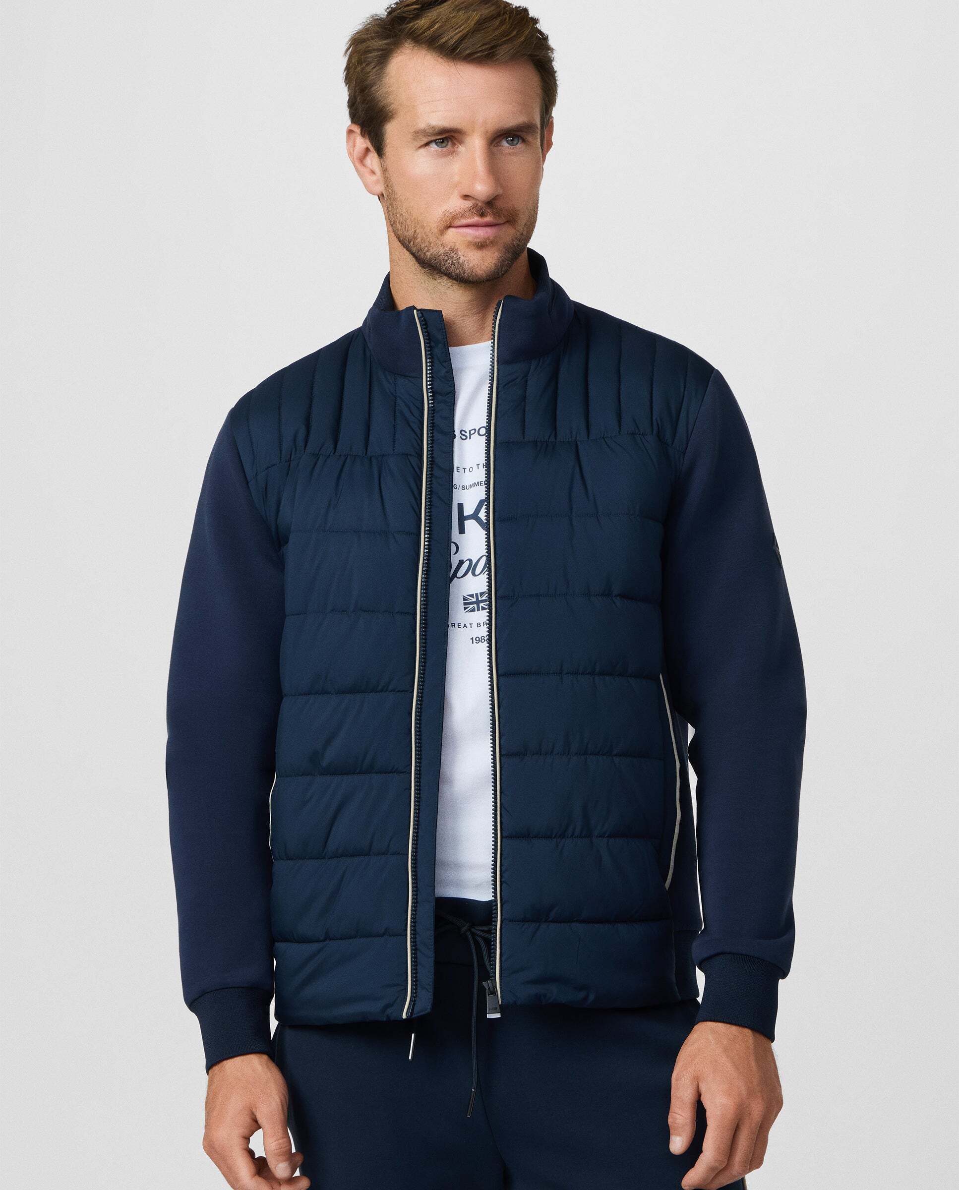 Hackett - Sudadera de hombre híbrida estate con cremallera completa.