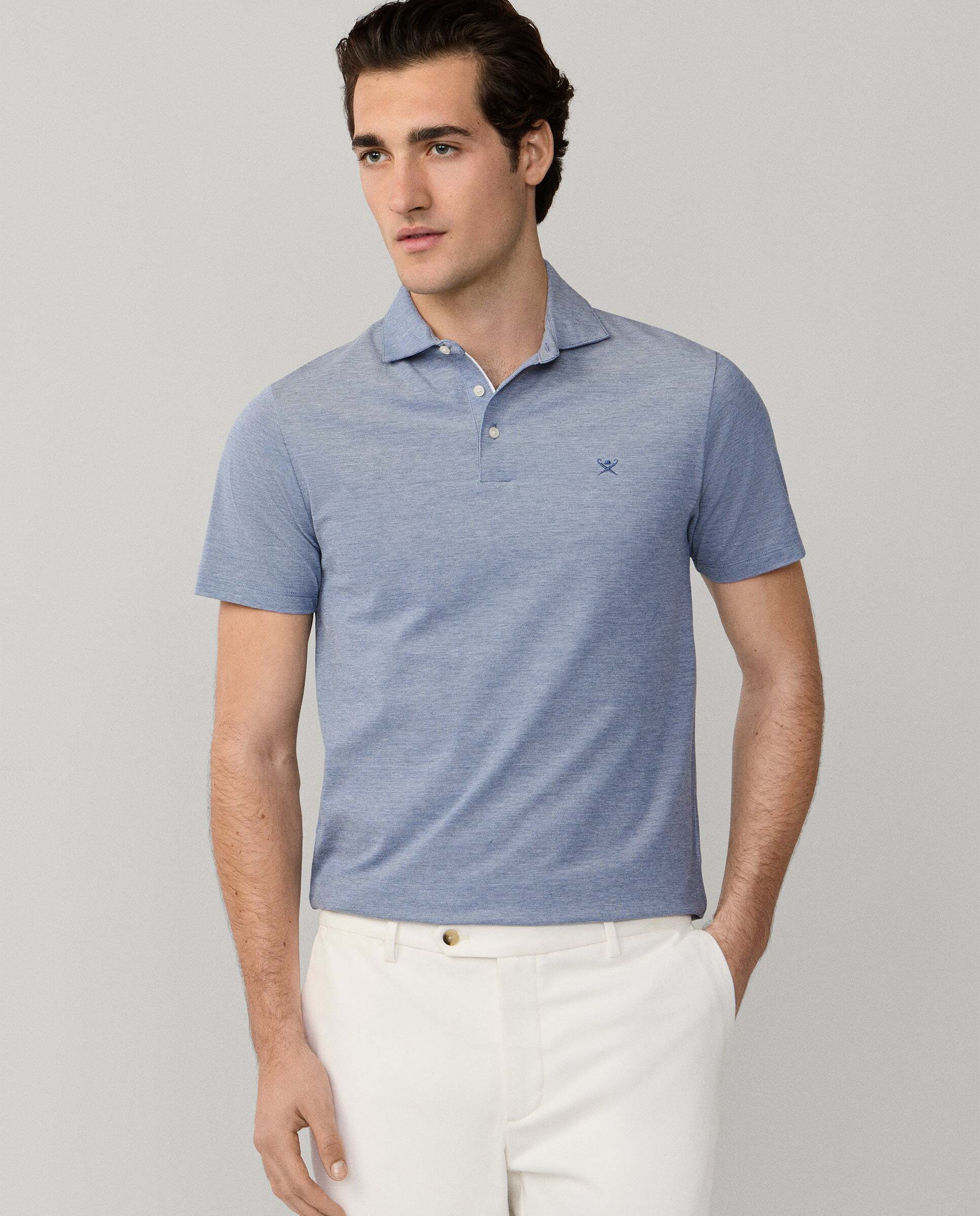 Imagen 0 de Polo de hombre piqué oxford manga corta fit clásico Añil