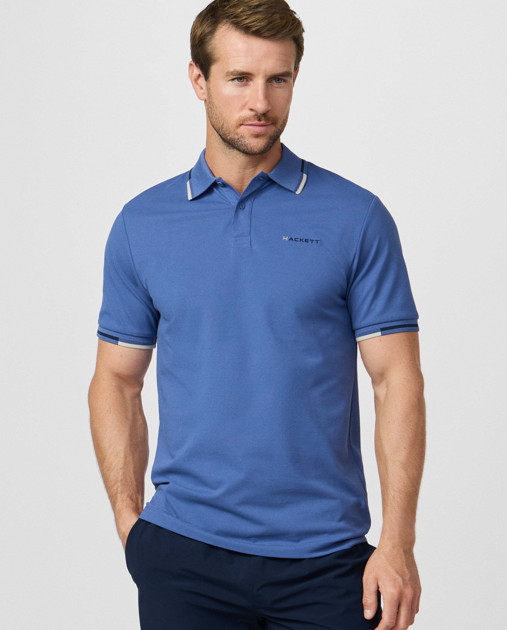 Hackett - Polo de hombre de manga corta con ribete fit clásico.