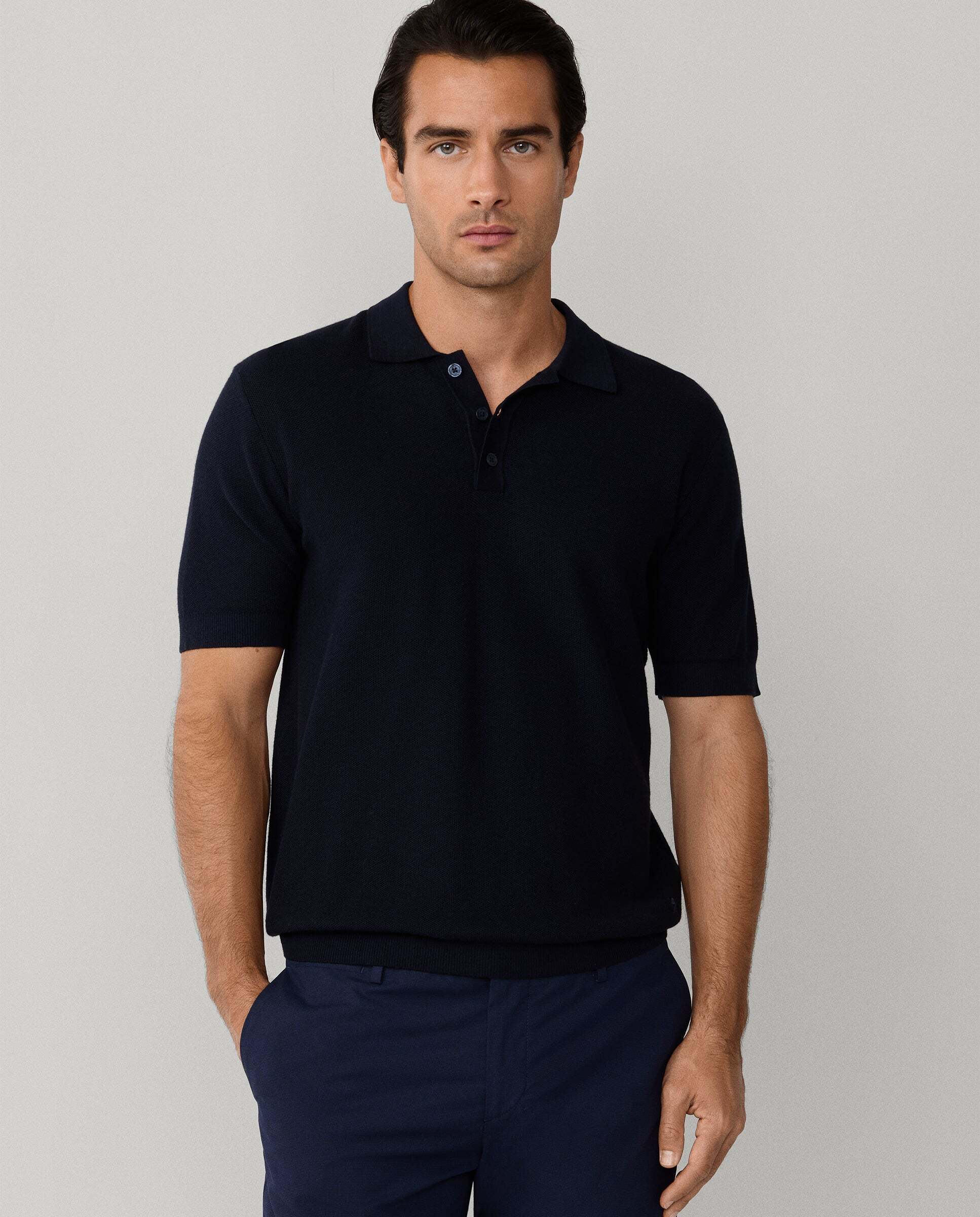 Polo de hombre de punto manga corta fit clásico - Hackett - Azul marino Azul marino-1