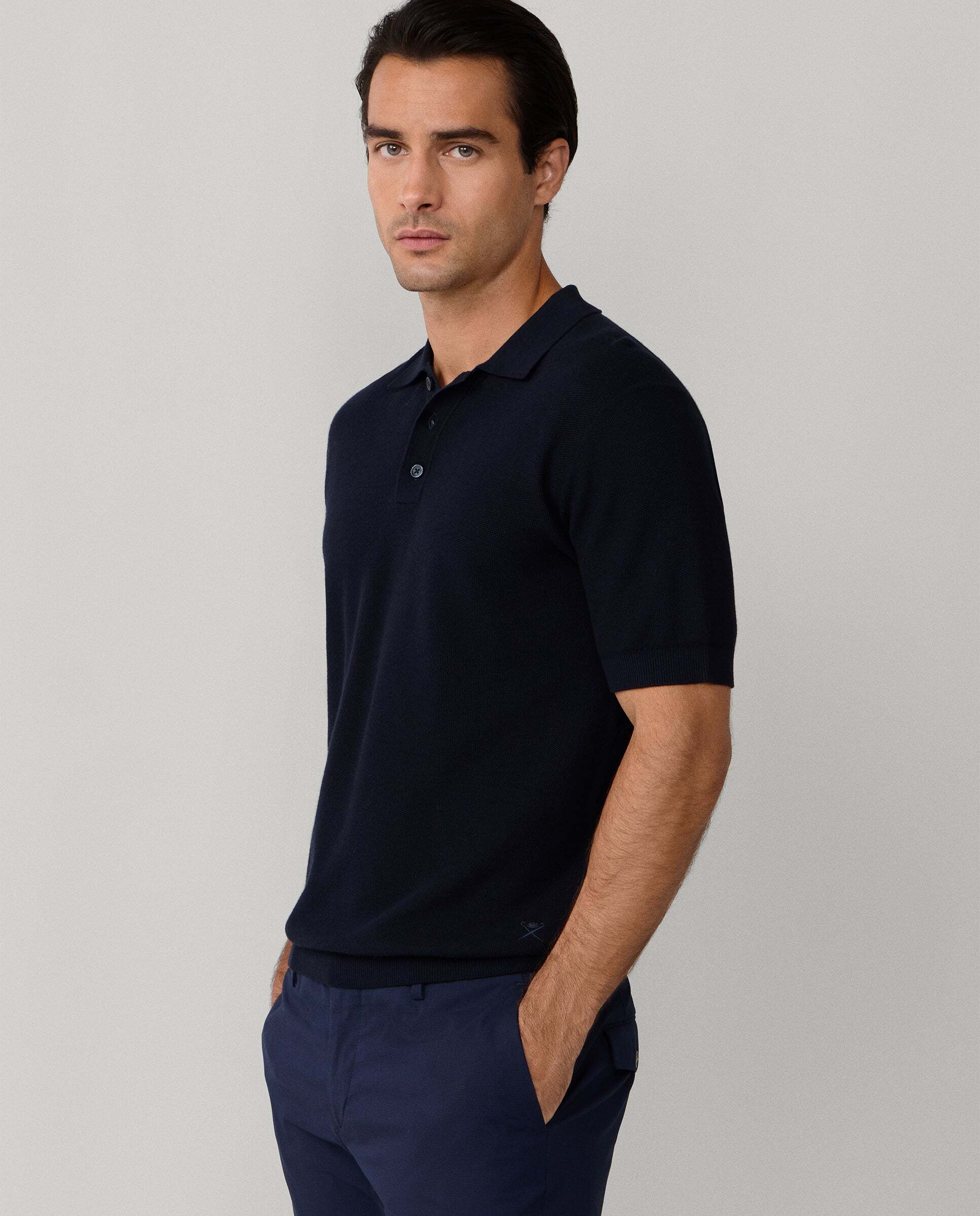 Polo de hombre de punto manga corta fit clásico - Hackett - Azul marino Azul marino-5