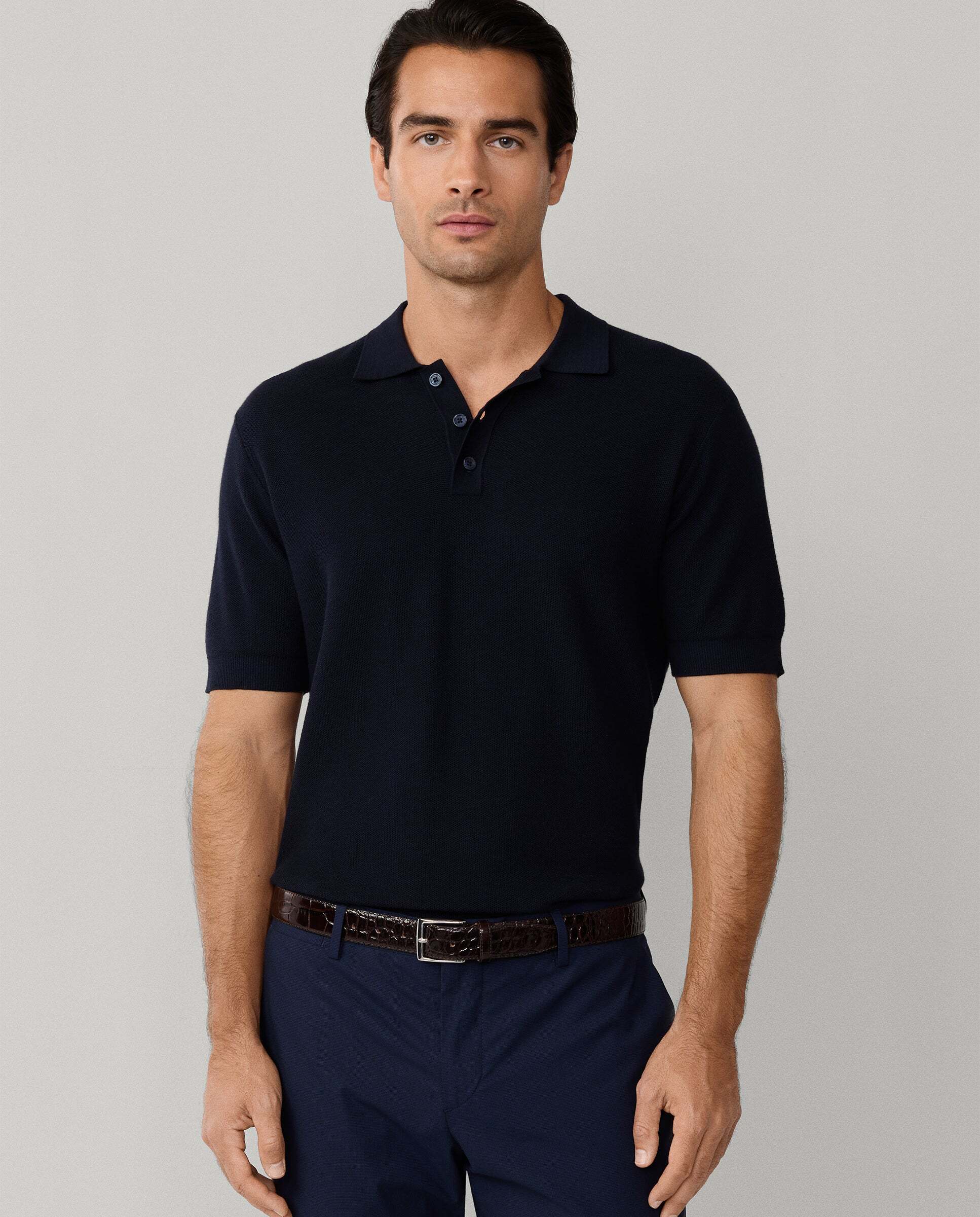 Polo de hombre de punto manga corta fit clásico - Hackett - Azul marino Azul marino-6