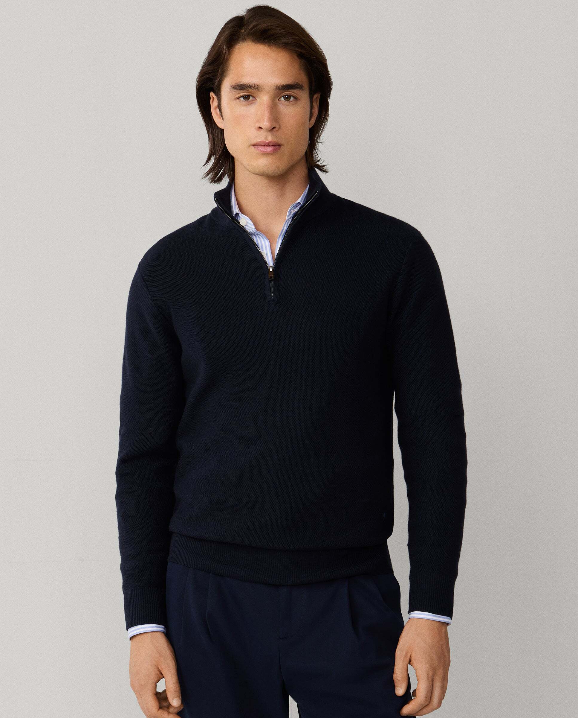 Hackett - Jersey con cremallera textura panal mezcla de cashmere.
