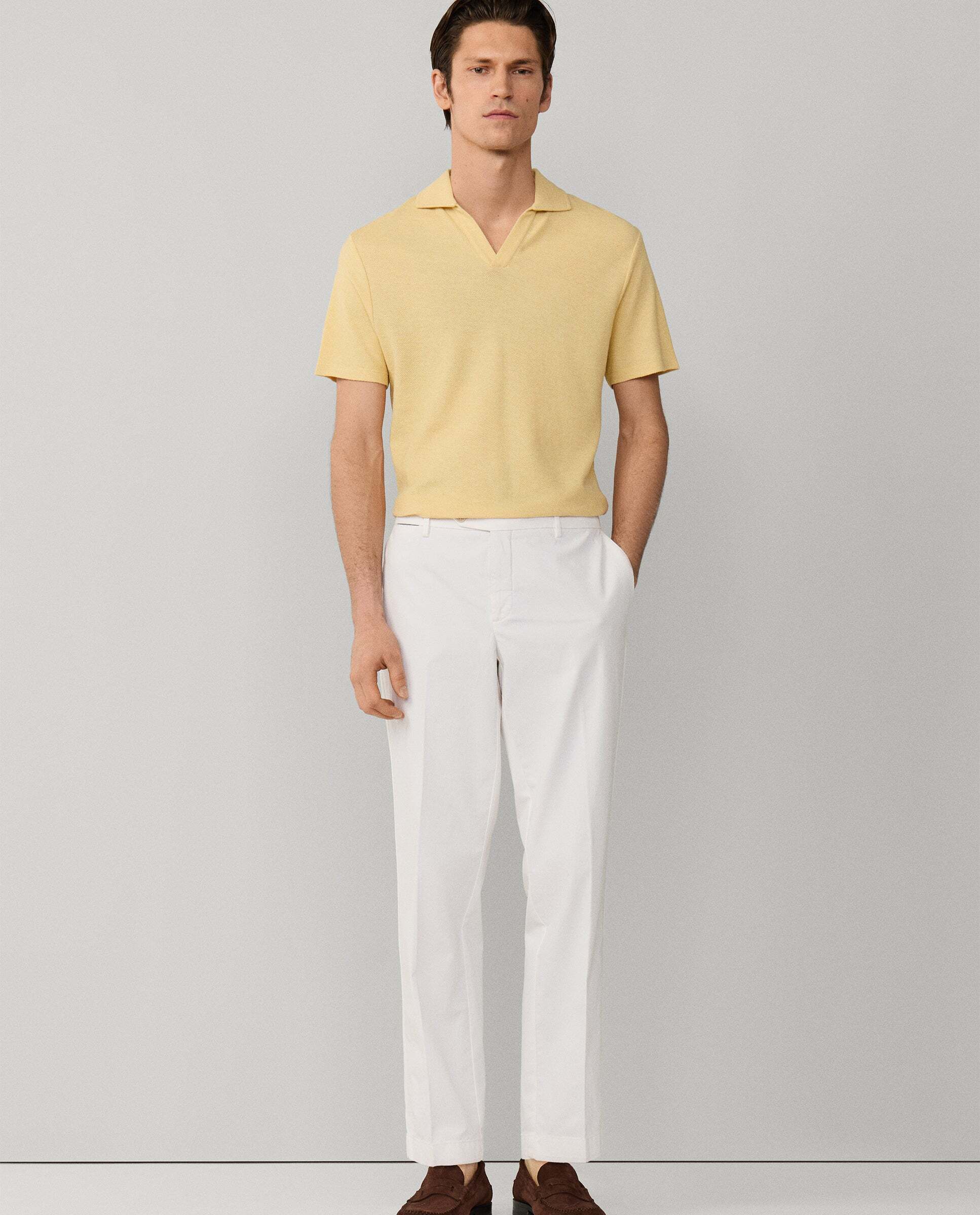 Chino sanderson algodón elástico fit tailored - Hackett - Blanco Blanco-1