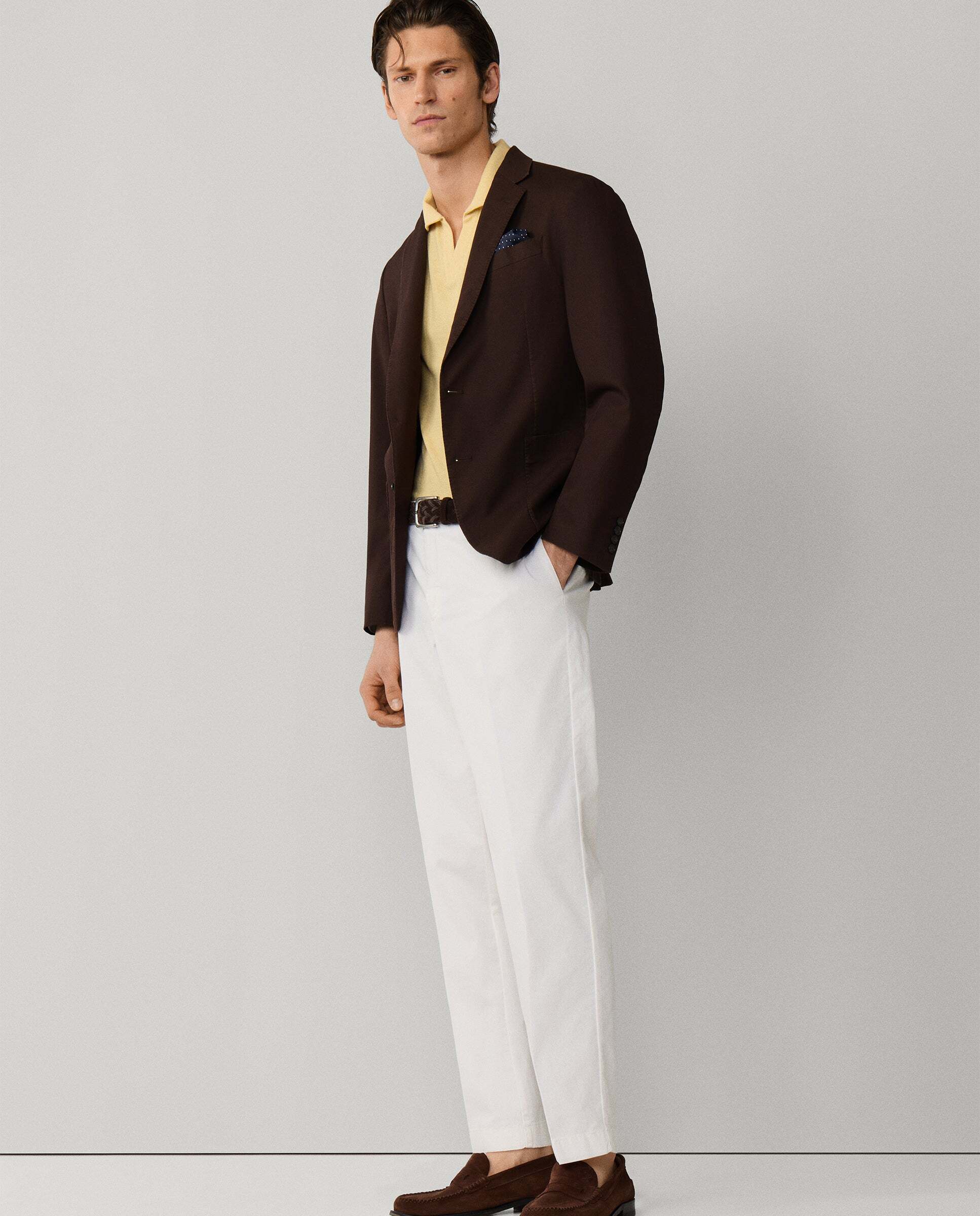 Chino sanderson algodón elástico fit tailored - Hackett - Blanco Blanco-7