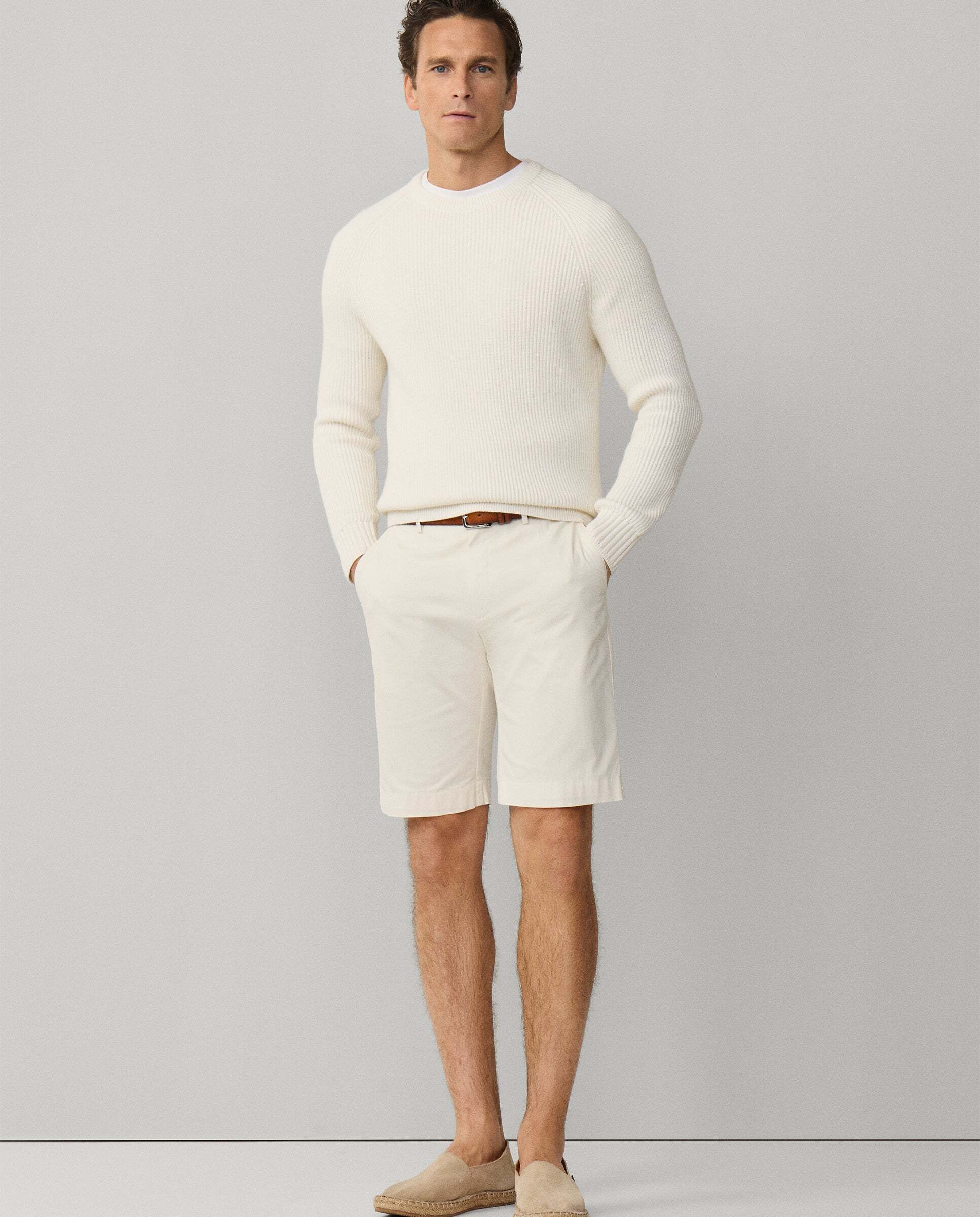 Bermuda chino de hombre sanderson fit tailored - Hackett - Blanco Blanco-7