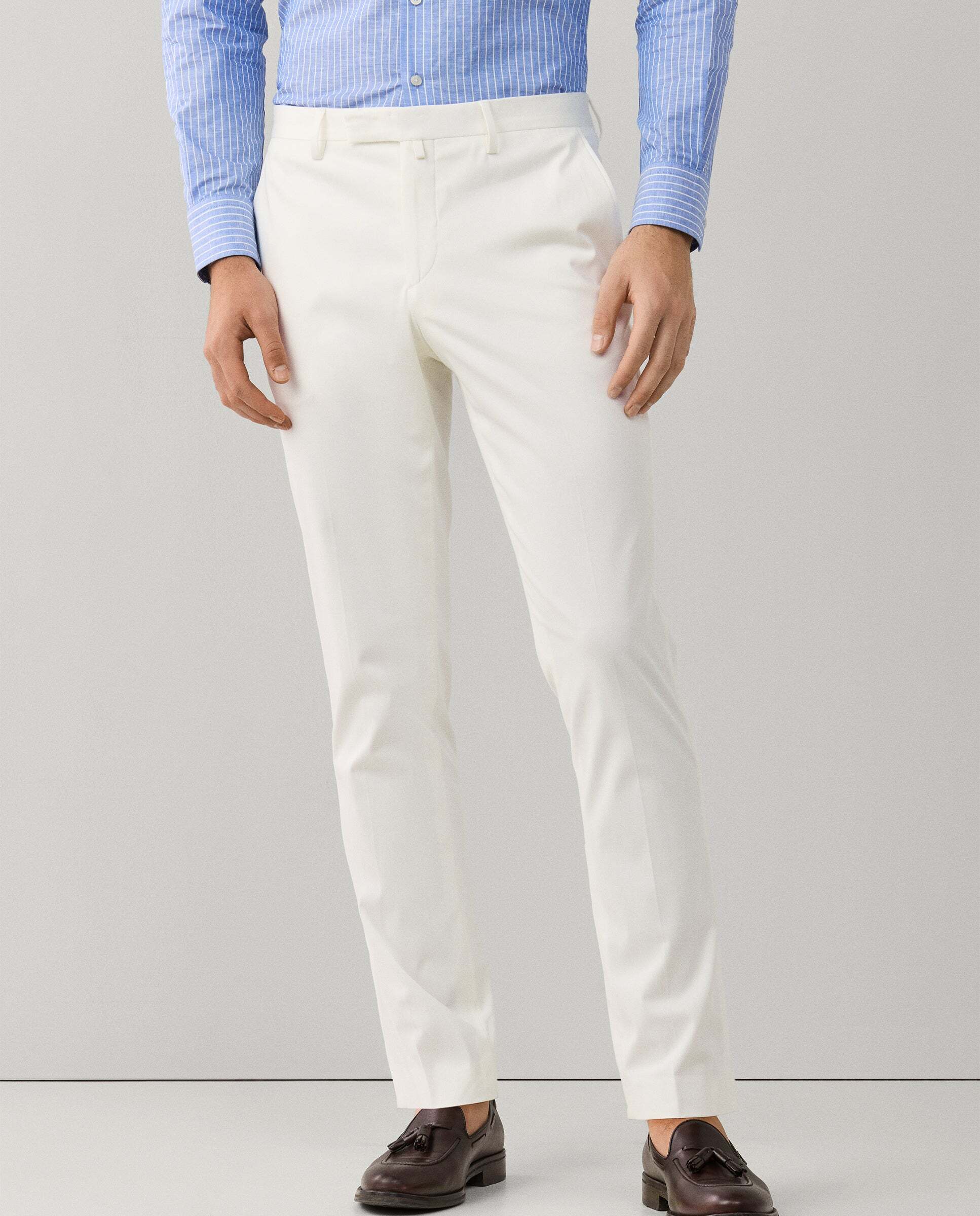 Pantalón formal fit slim - Hackett - tejido en italia - Blanco Blanco-2