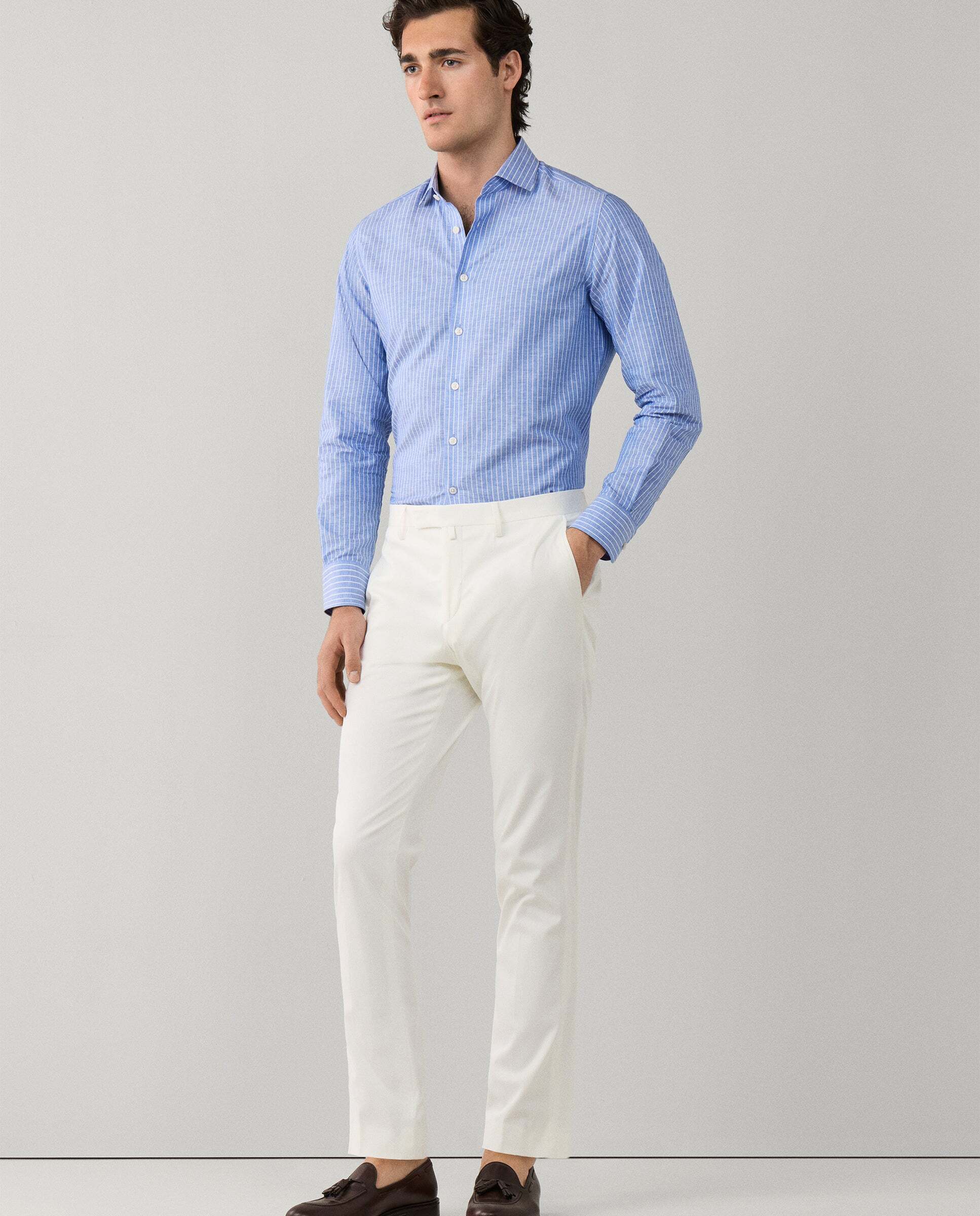 Pantalón formal fit slim - Hackett - tejido en italia - Blanco Blanco-6