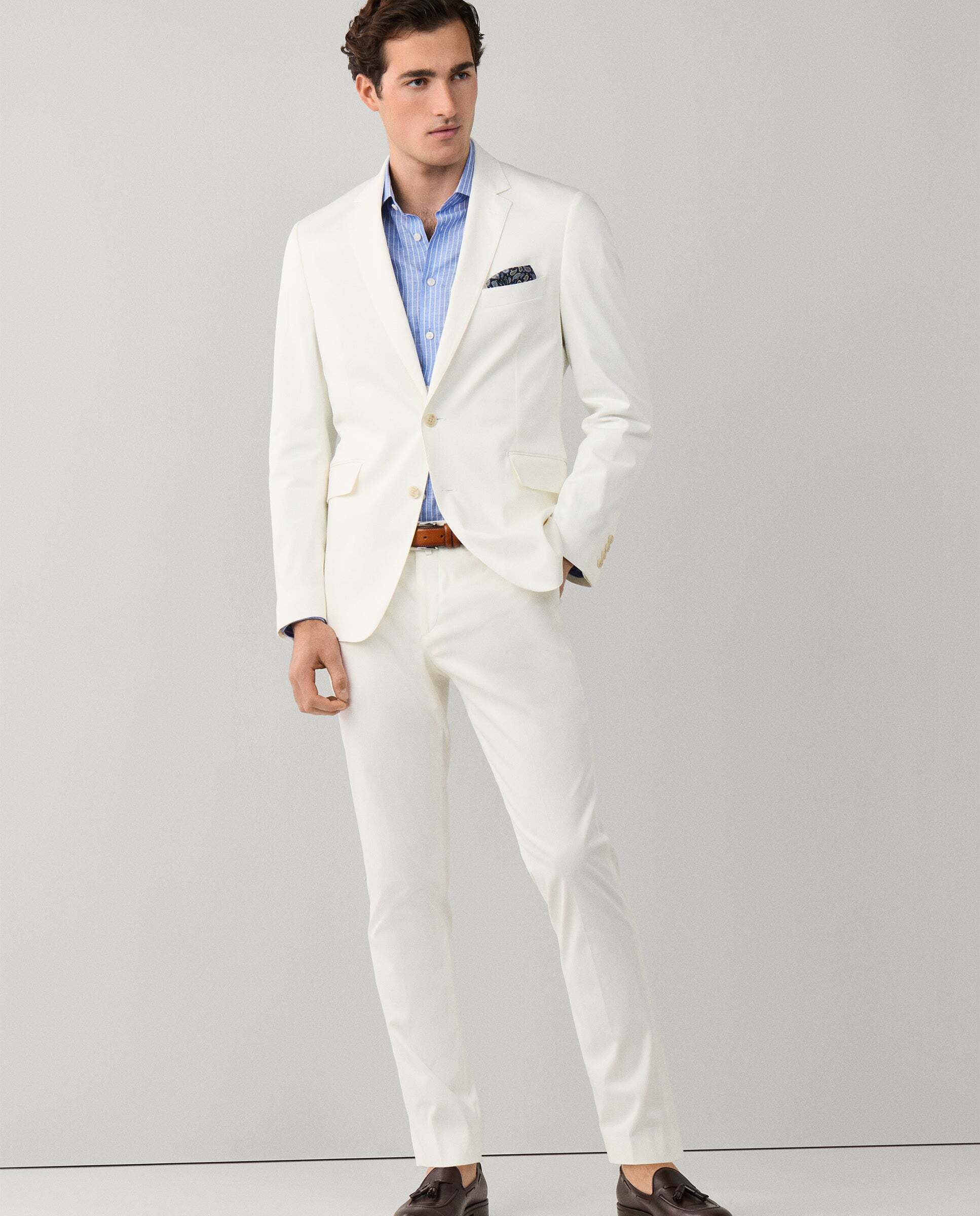 Pantalón formal fit slim - Hackett - tejido en italia - Blanco Blanco-7