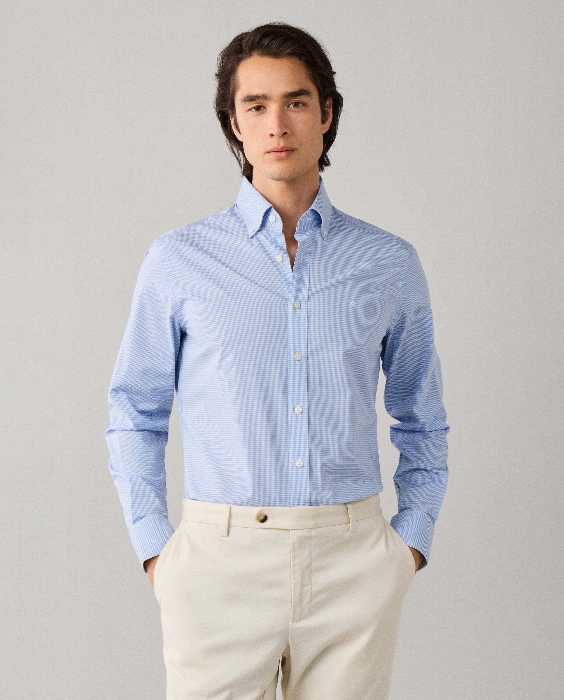 Hackett - Camisa cuadros vichy bi-stretch fit tailored.