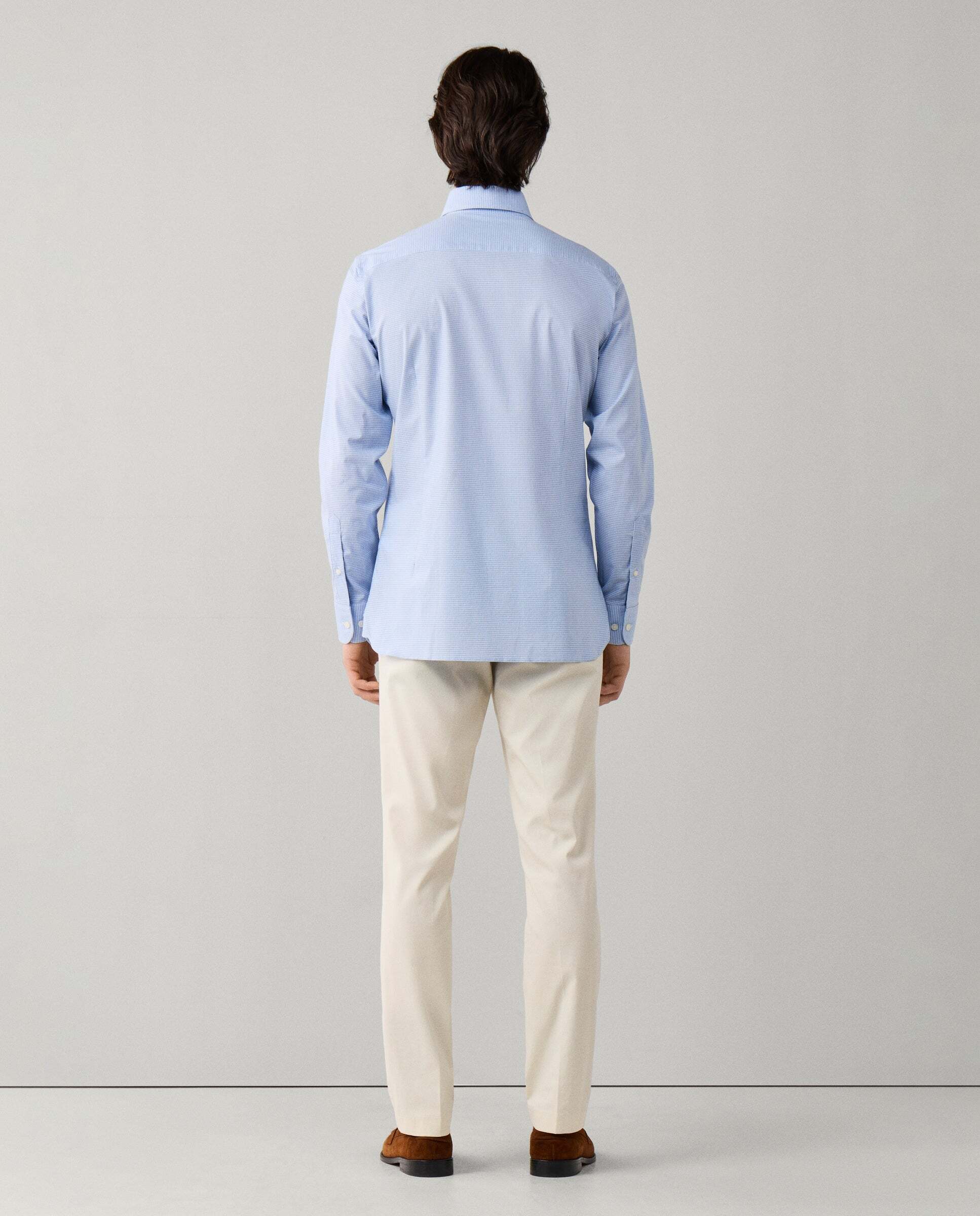 Camisa cuadros vichy bi-stretch fit tailored - Hackett - Azul claro Azul claro-3
