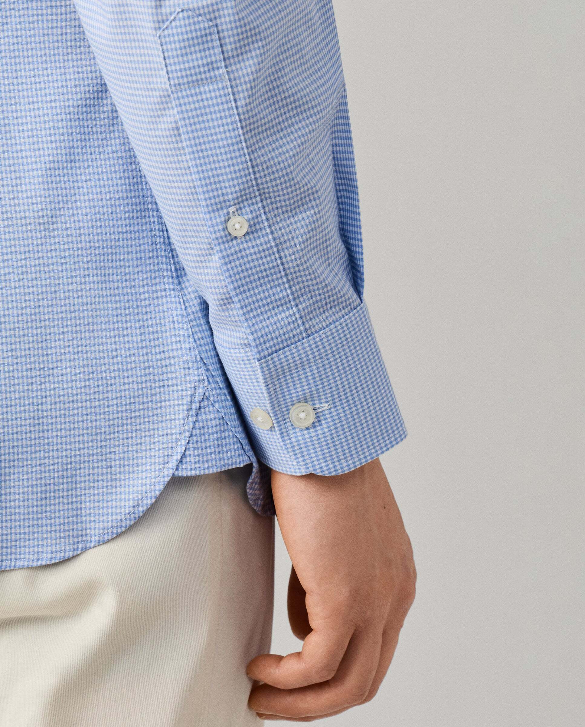 Camisa cuadros vichy bi-stretch fit tailored - Hackett - Azul claro Azul claro-5