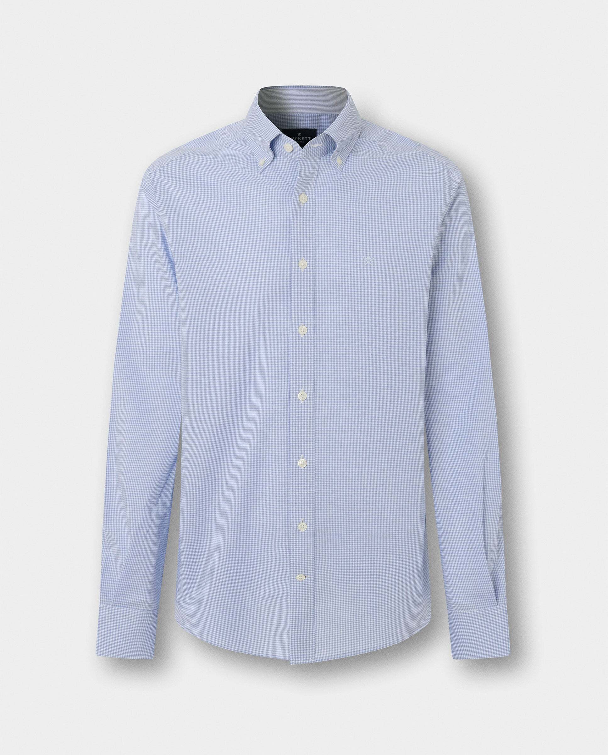 Camisa cuadros vichy bi-stretch fit tailored - Hackett - Azul claro Azul claro-9