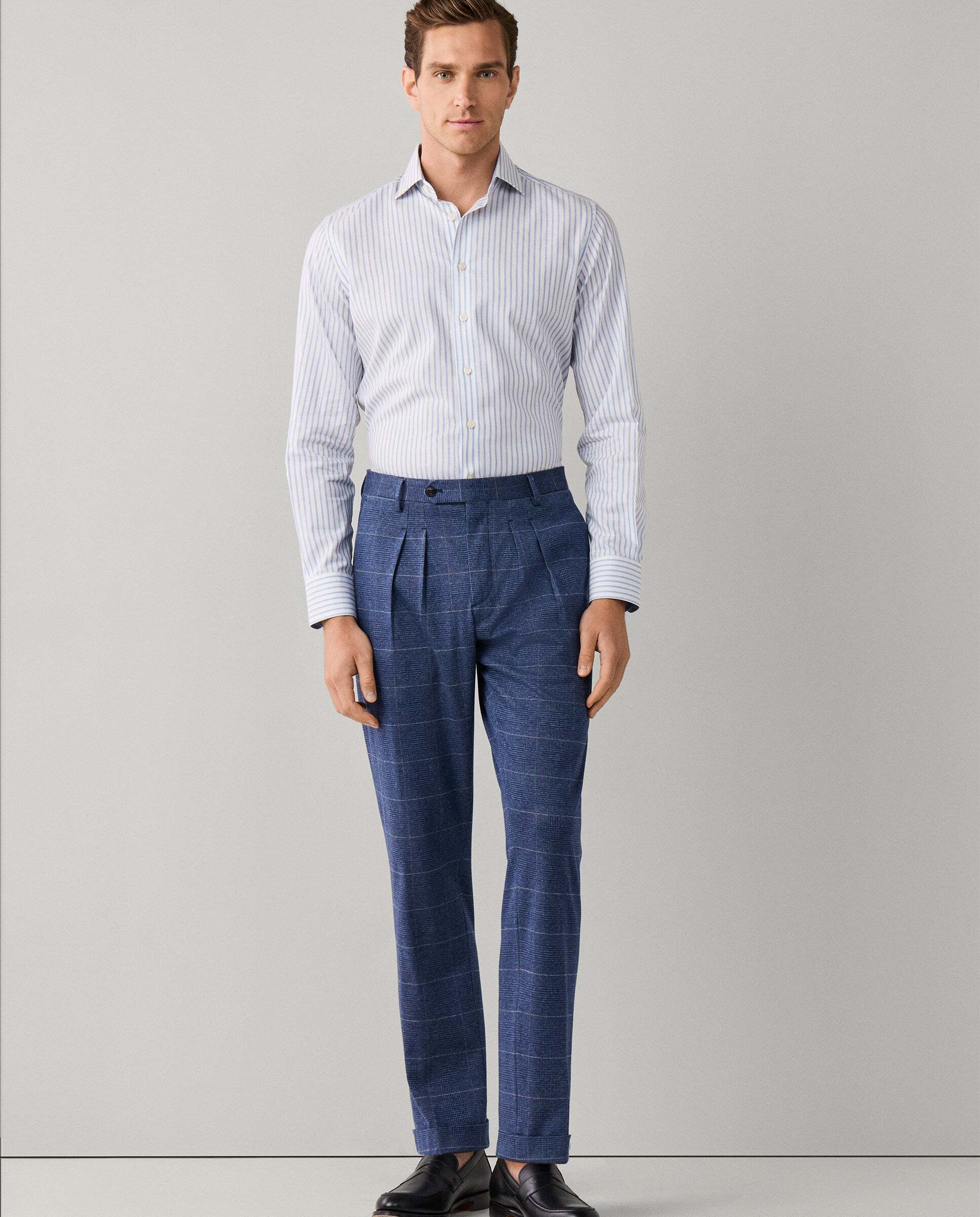 Camisa de hombre de rayas anchas fit tailored - Hackett - Azul Azul-2