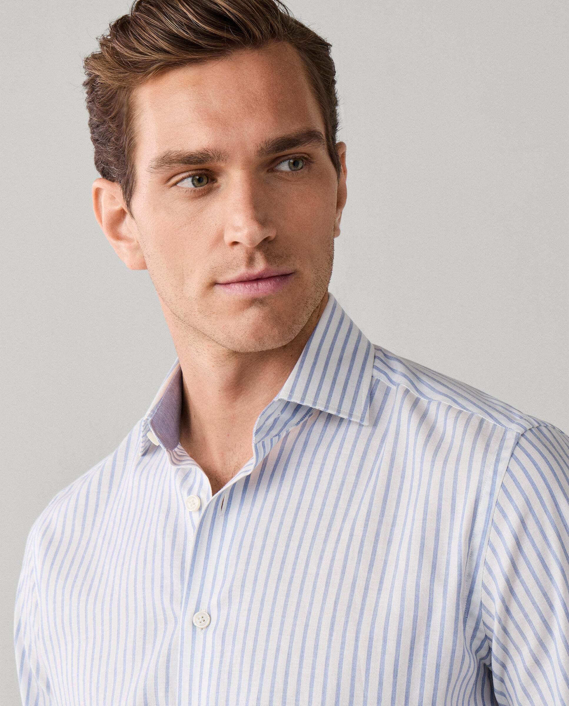 Camisa de hombre de rayas anchas fit tailored - Hackett - Azul Azul-4