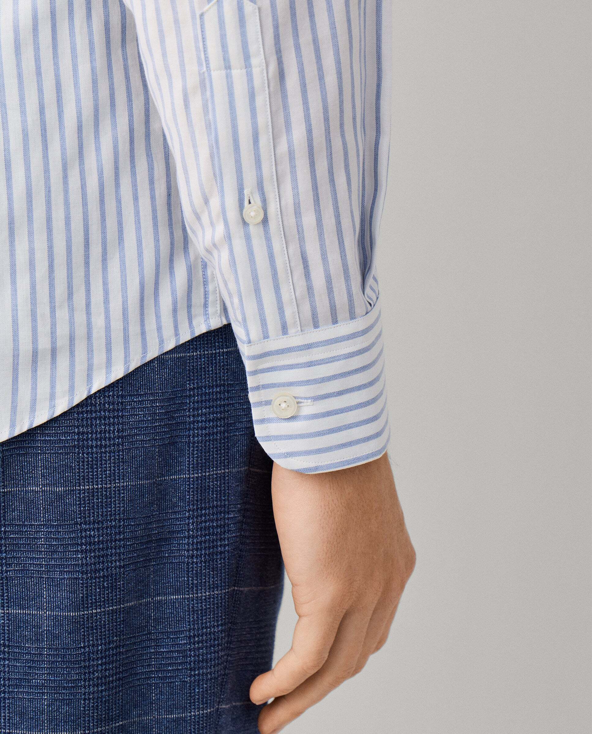 Camisa de hombre de rayas anchas fit tailored - Hackett - Azul Azul-5