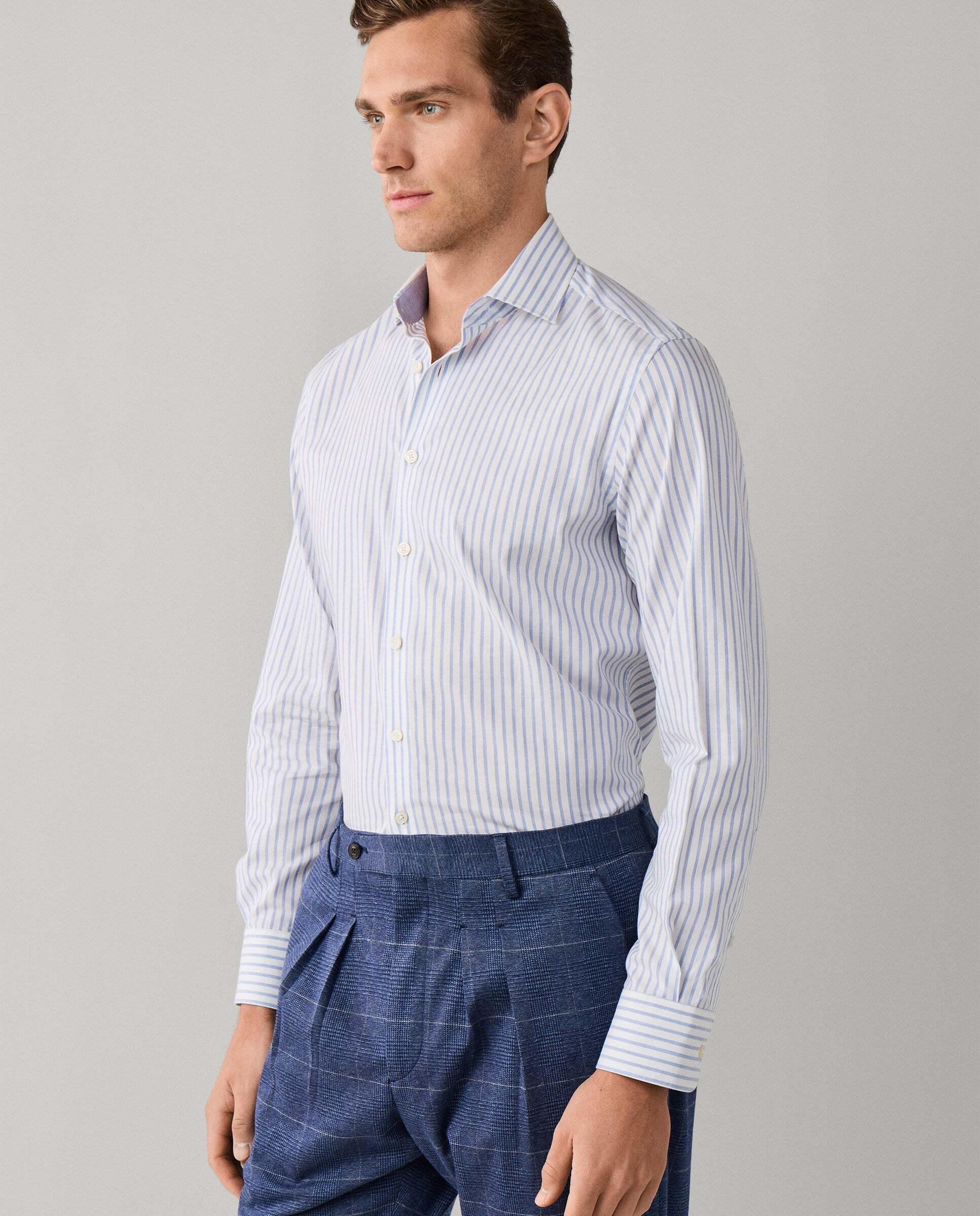 Camisa de hombre de rayas anchas fit tailored - Hackett - Azul Azul-7