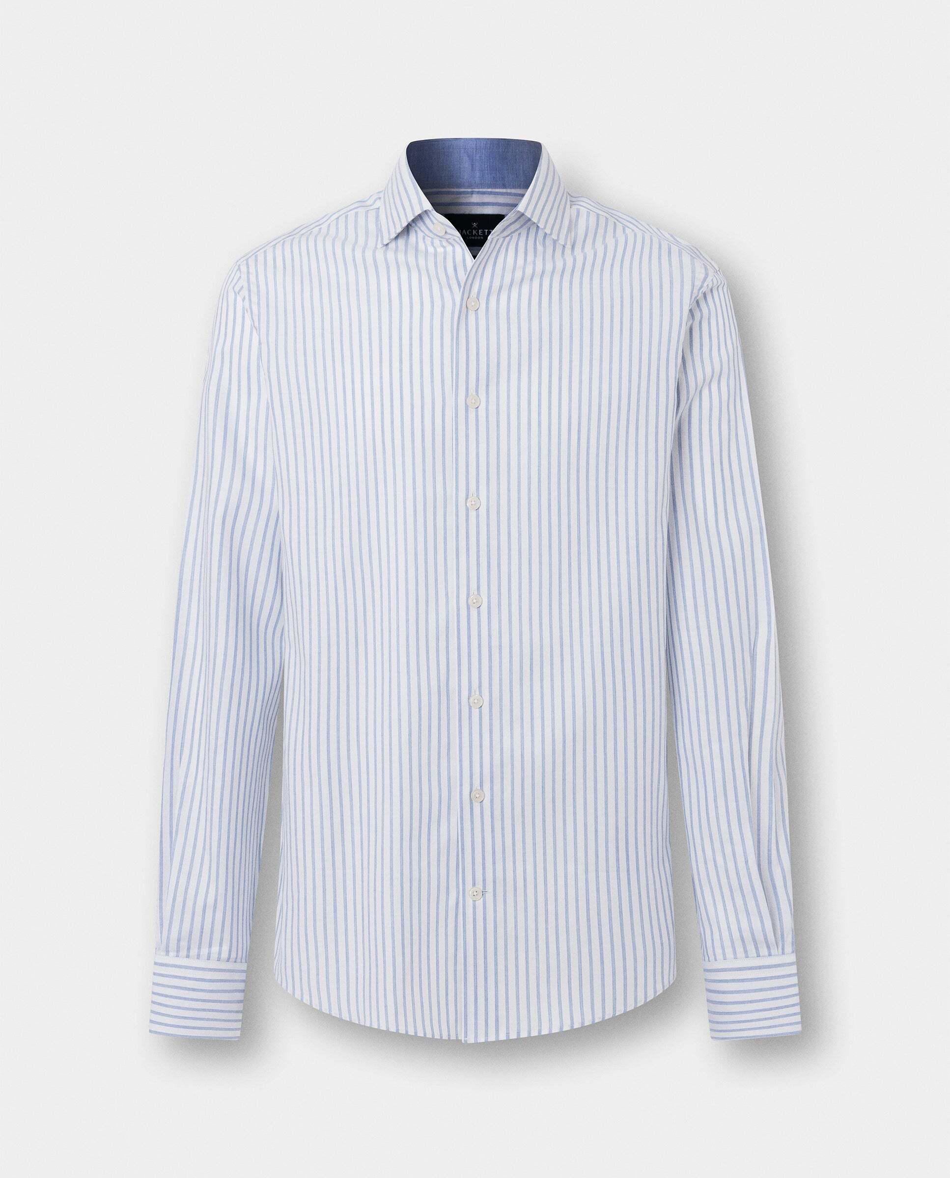 Camisa de hombre de rayas anchas fit tailored - Hackett - Azul Azul-10