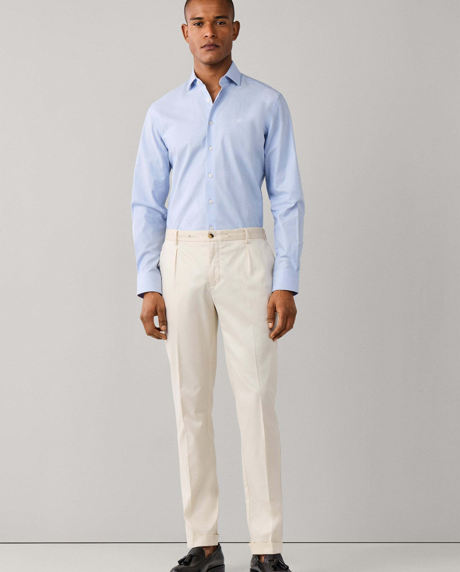 Camisa texturizada sólida fit tailored - Hackett - Azul Azul-2