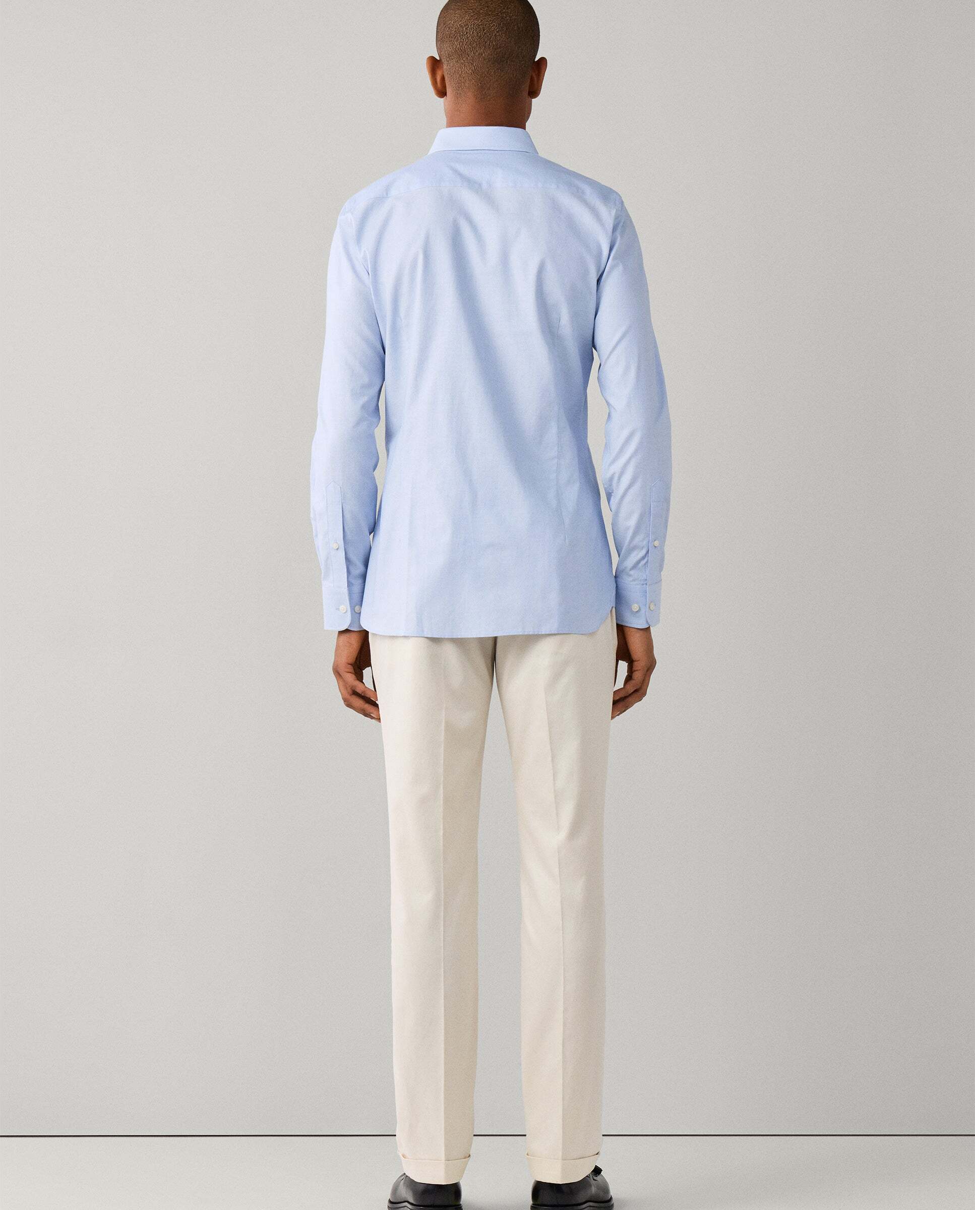 Camisa texturizada sólida fit tailored - Hackett - Azul Azul-3
