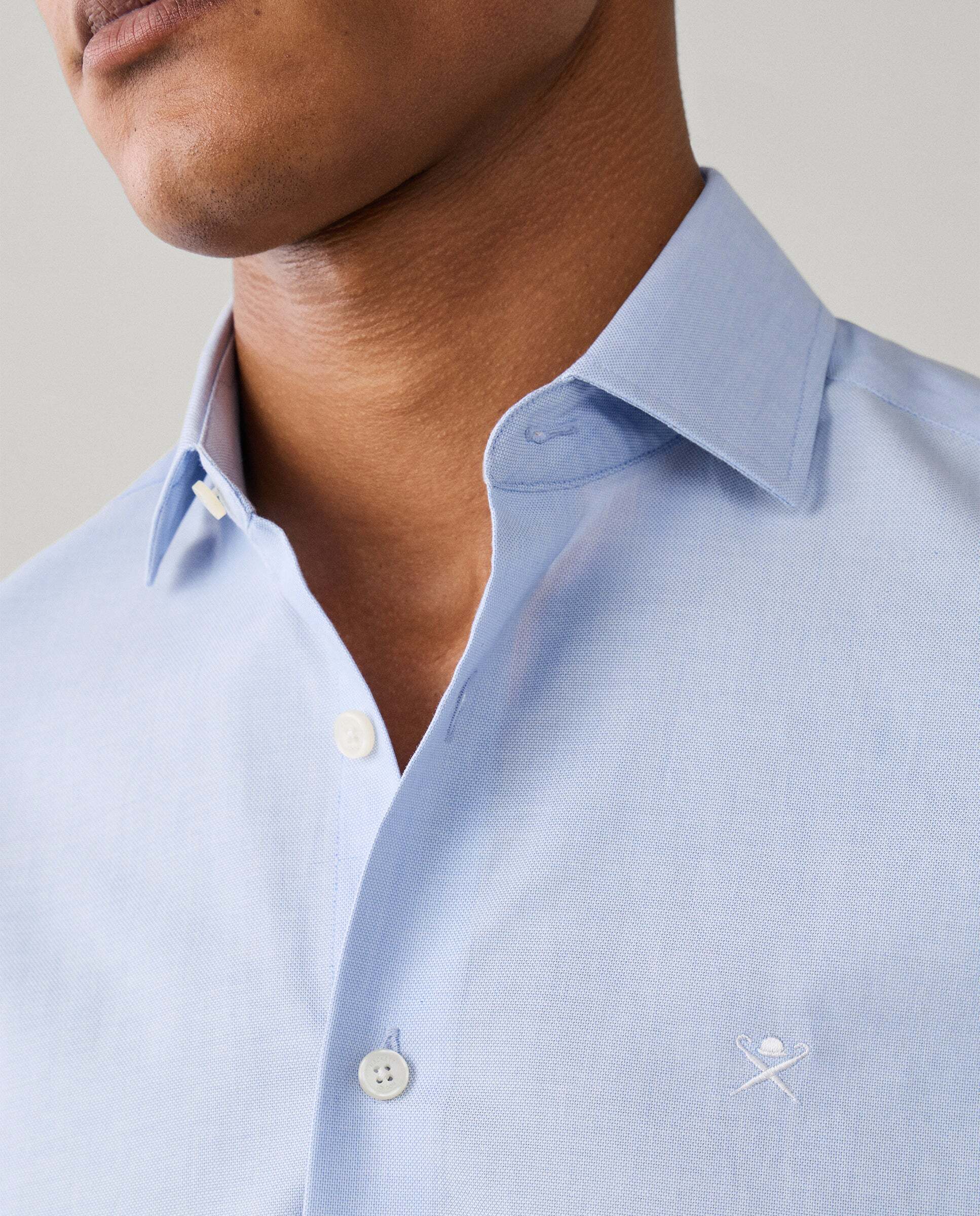 Camisa texturizada sólida fit tailored - Hackett - Azul Azul-6