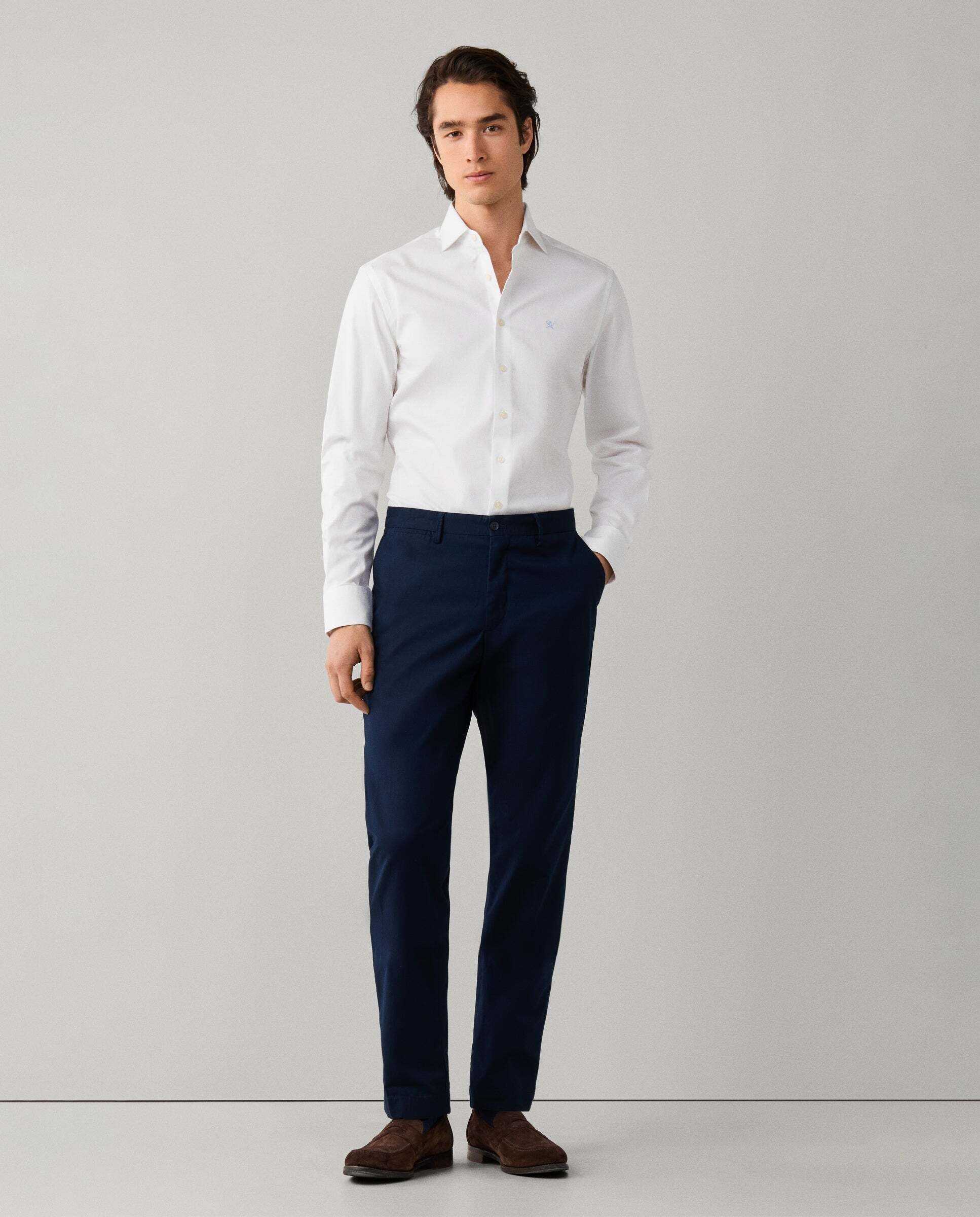 Camisa texturizada sólida fit tailored - Hackett - Blanco Blanco-2