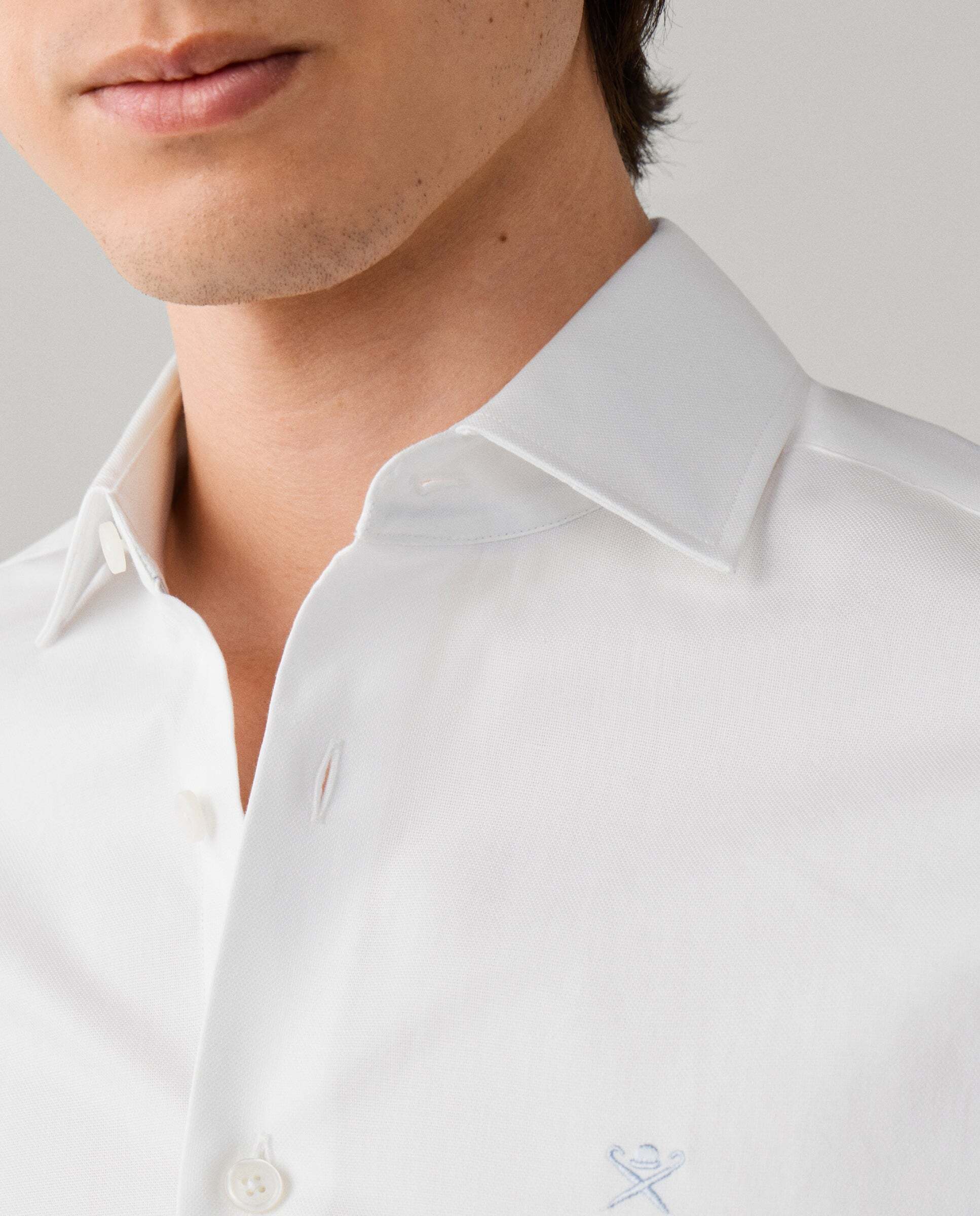 Camisa texturizada sólida fit tailored - Hackett - Blanco Blanco-4