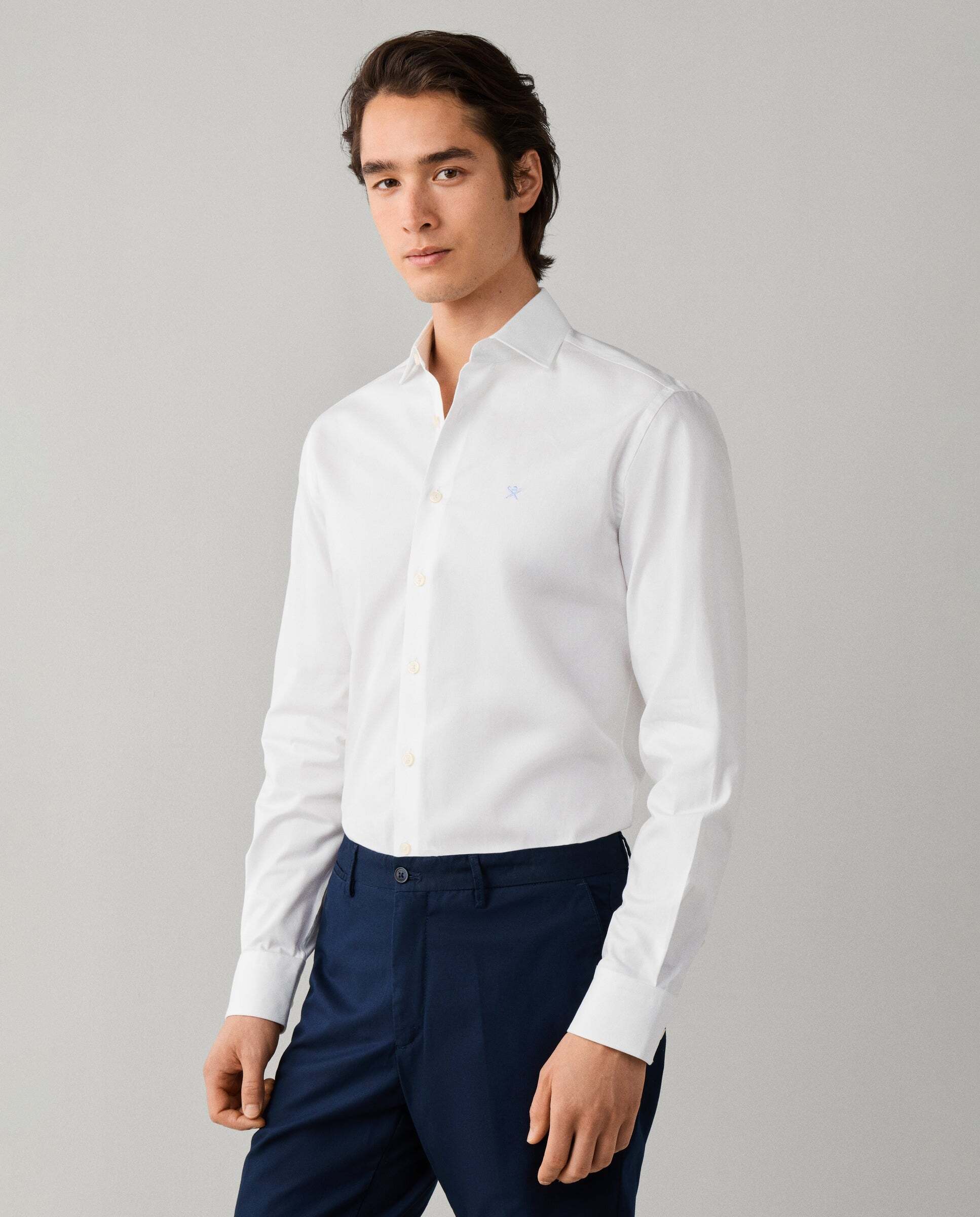Camisa texturizada sólida fit tailored - Hackett - Blanco Blanco-6