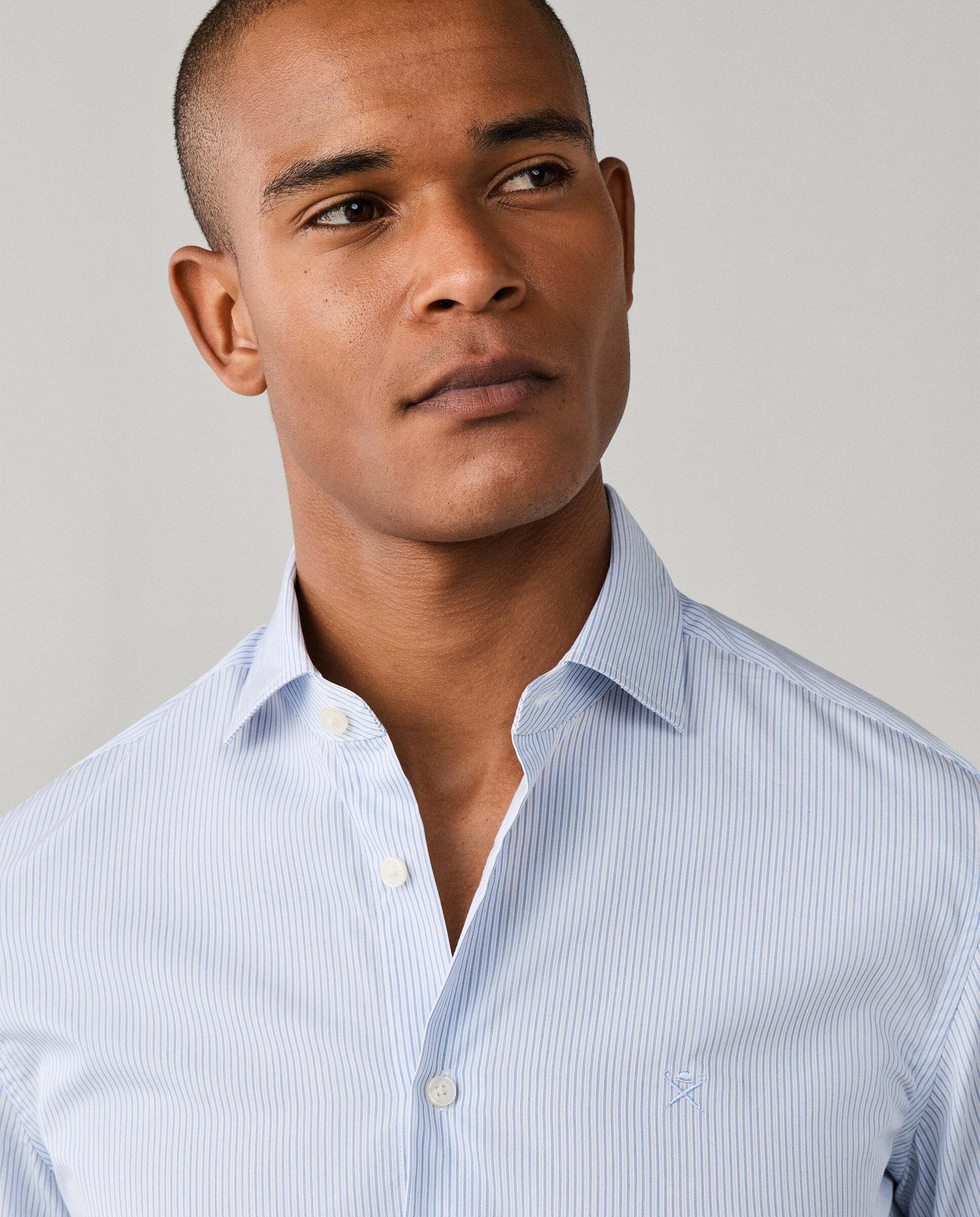 Camisa de hombre de rayas bengala city fit tailored - Hackett - Azul Azul-4
