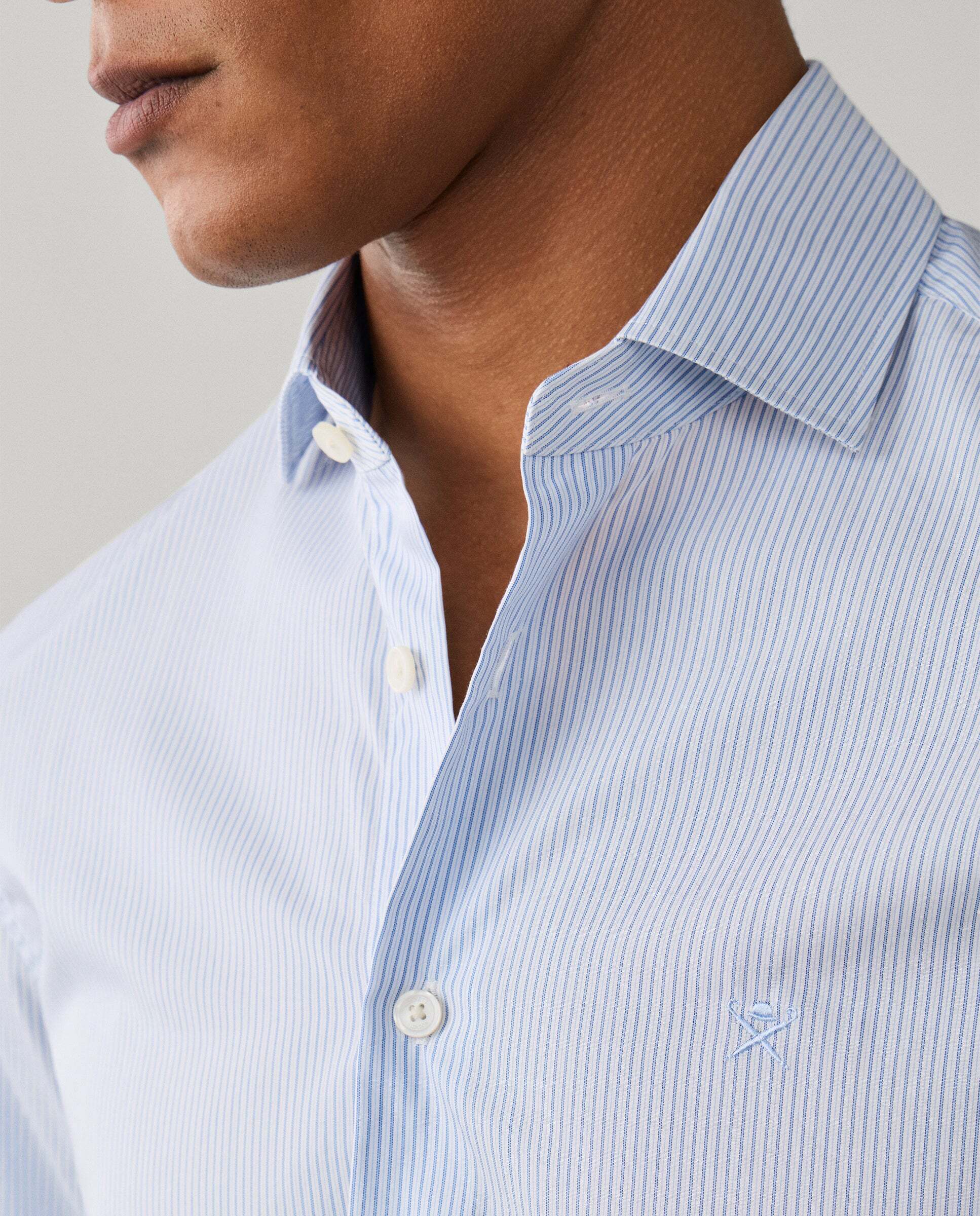 Camisa de hombre de rayas bengala city fit tailored - Hackett - Azul Azul-6