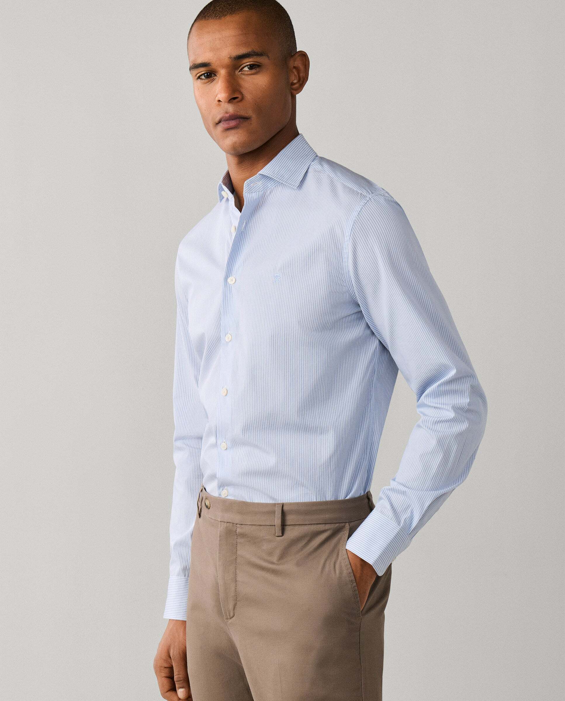 Camisa de hombre de rayas bengala city fit tailored - Hackett - Azul Azul-7