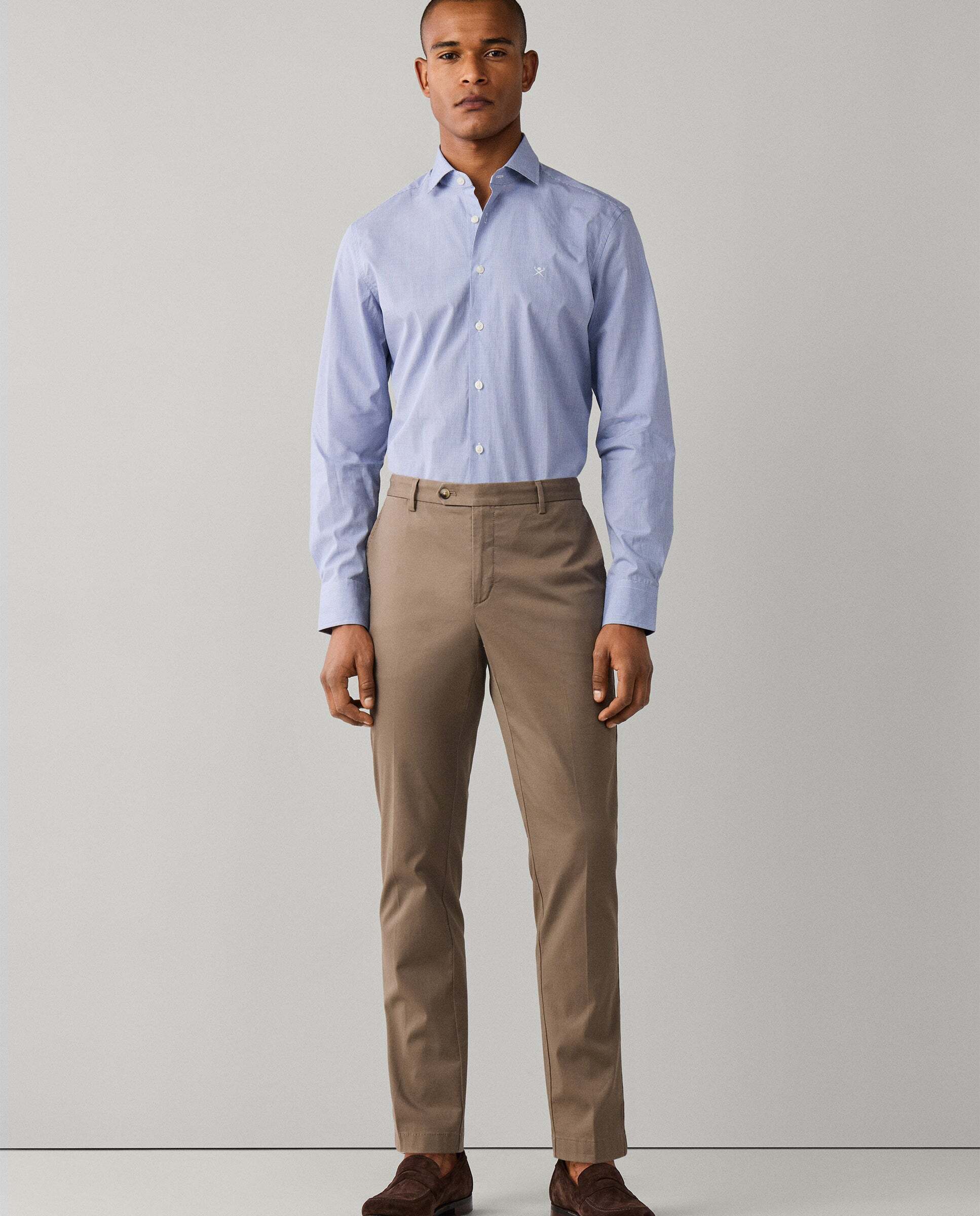 Camisa de hombre de cuadros vichy city fit tailored - Hackett - Azul Azul-2