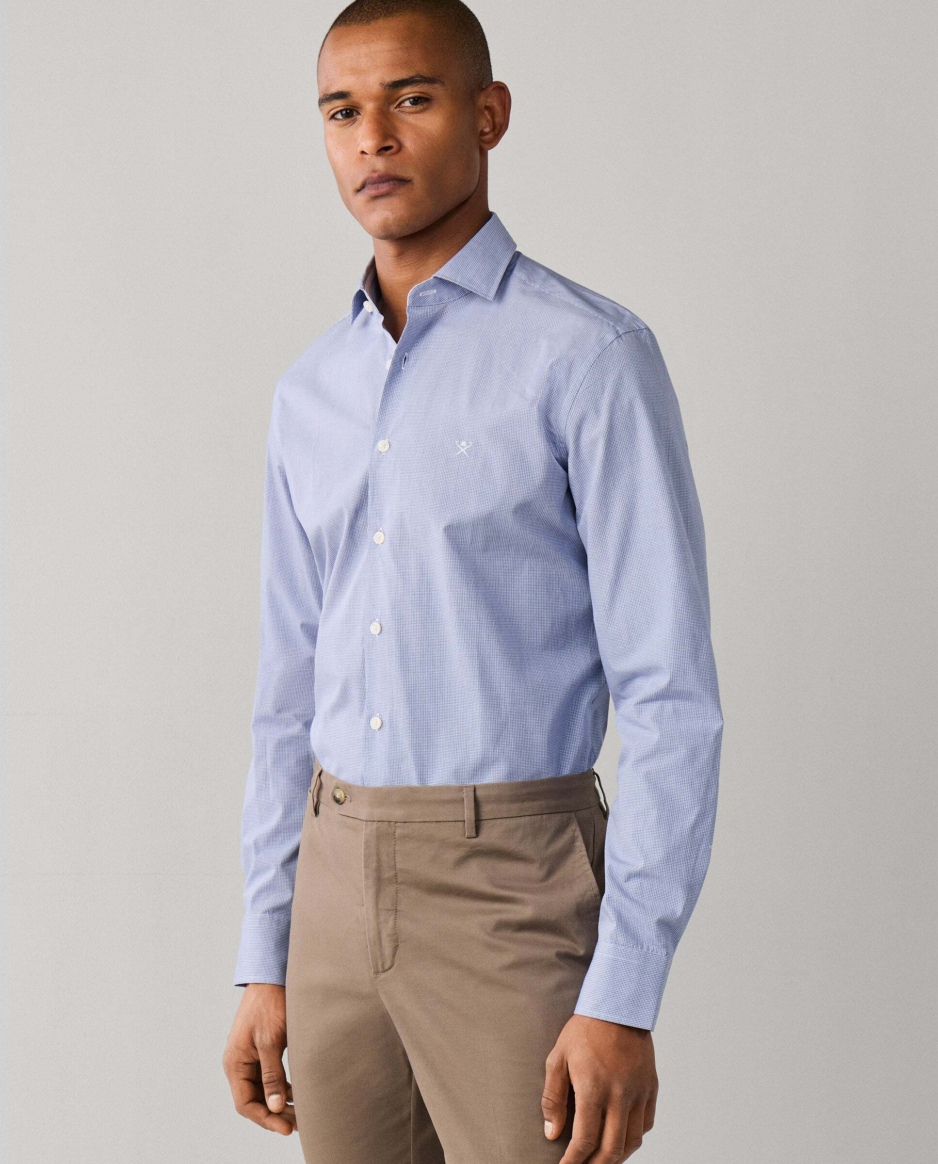 Camisa de hombre de cuadros vichy city fit tailored - Hackett - Azul Azul-7