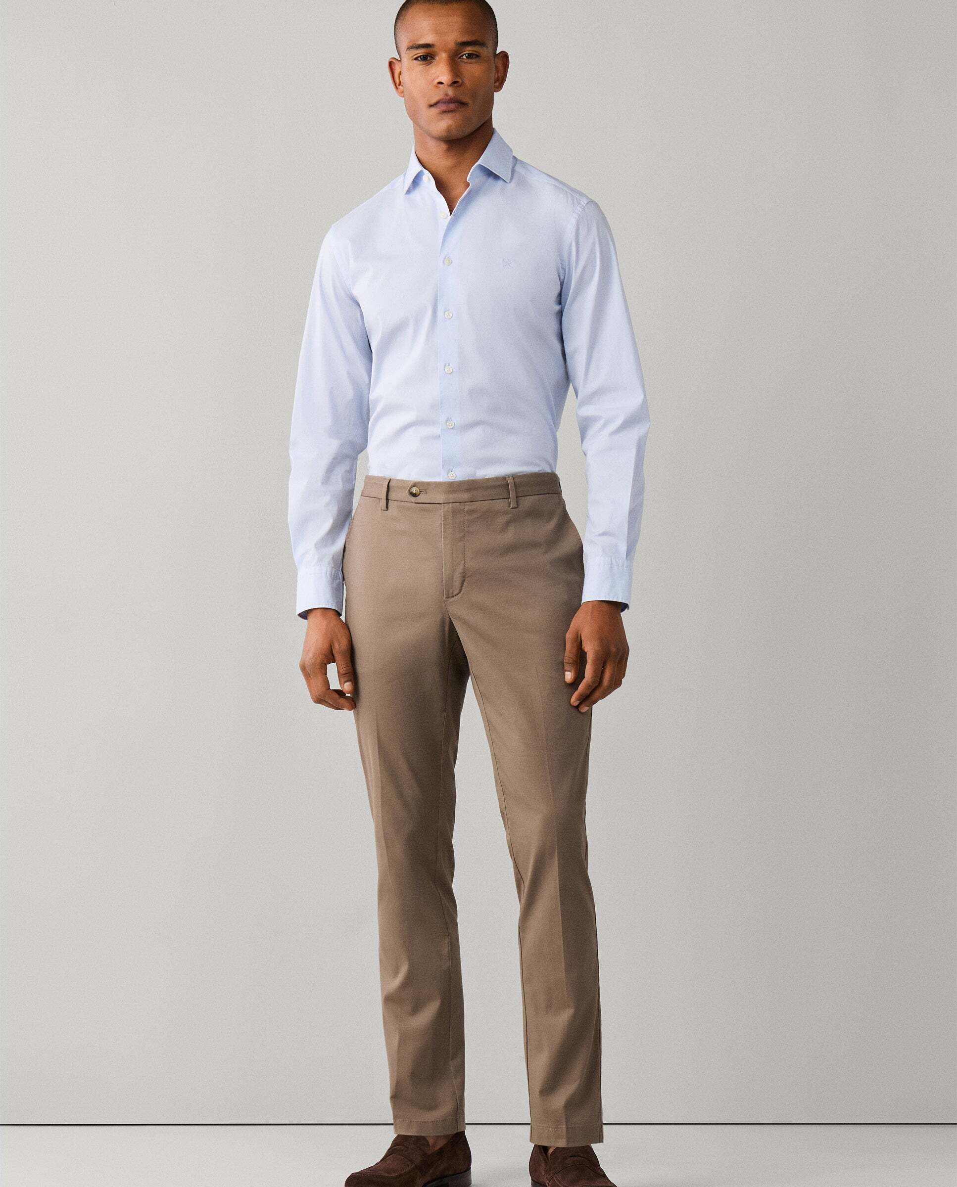 Camisa de hombre popelín elástica fit tailored - Hackett - Azul claro Azul claro-2