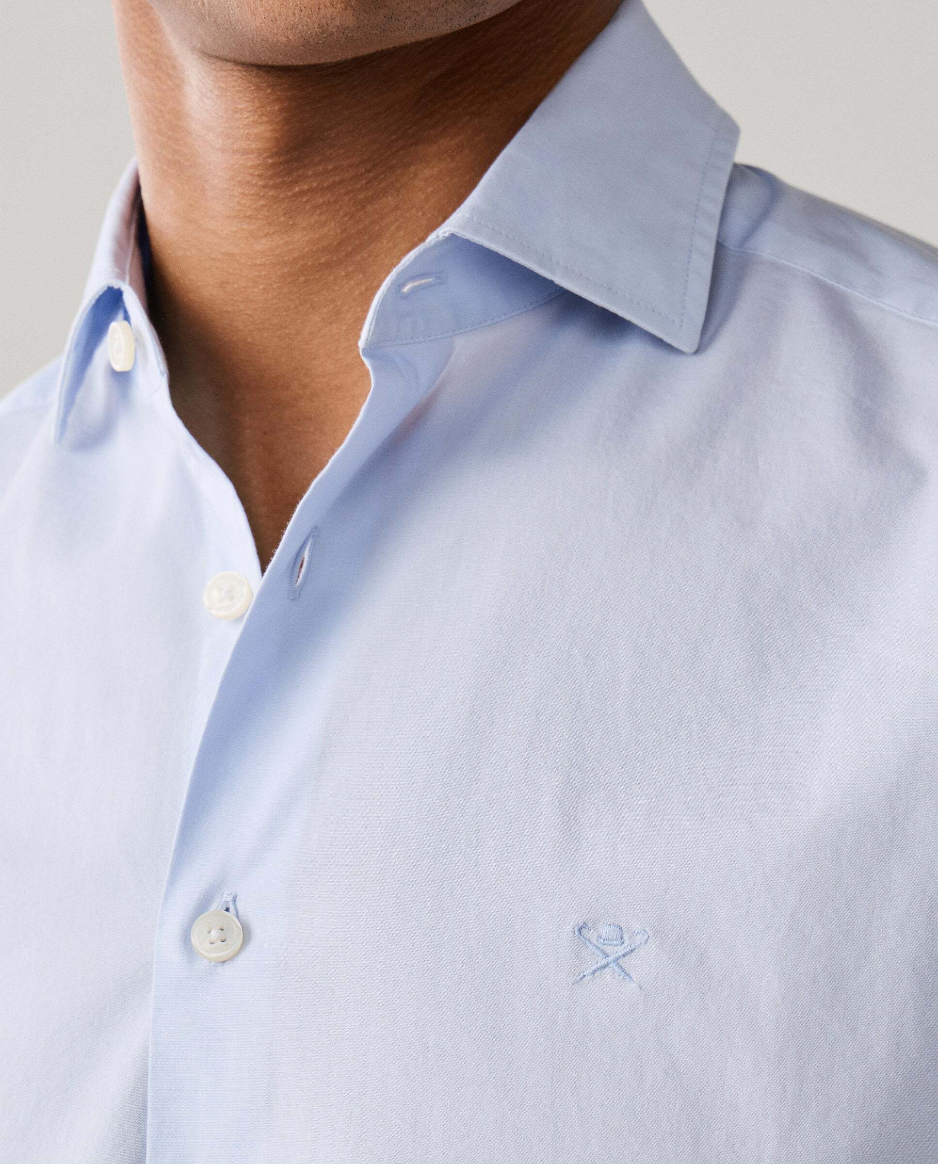 Camisa de hombre popelín elástica fit tailored - Hackett - Azul claro Azul claro-6