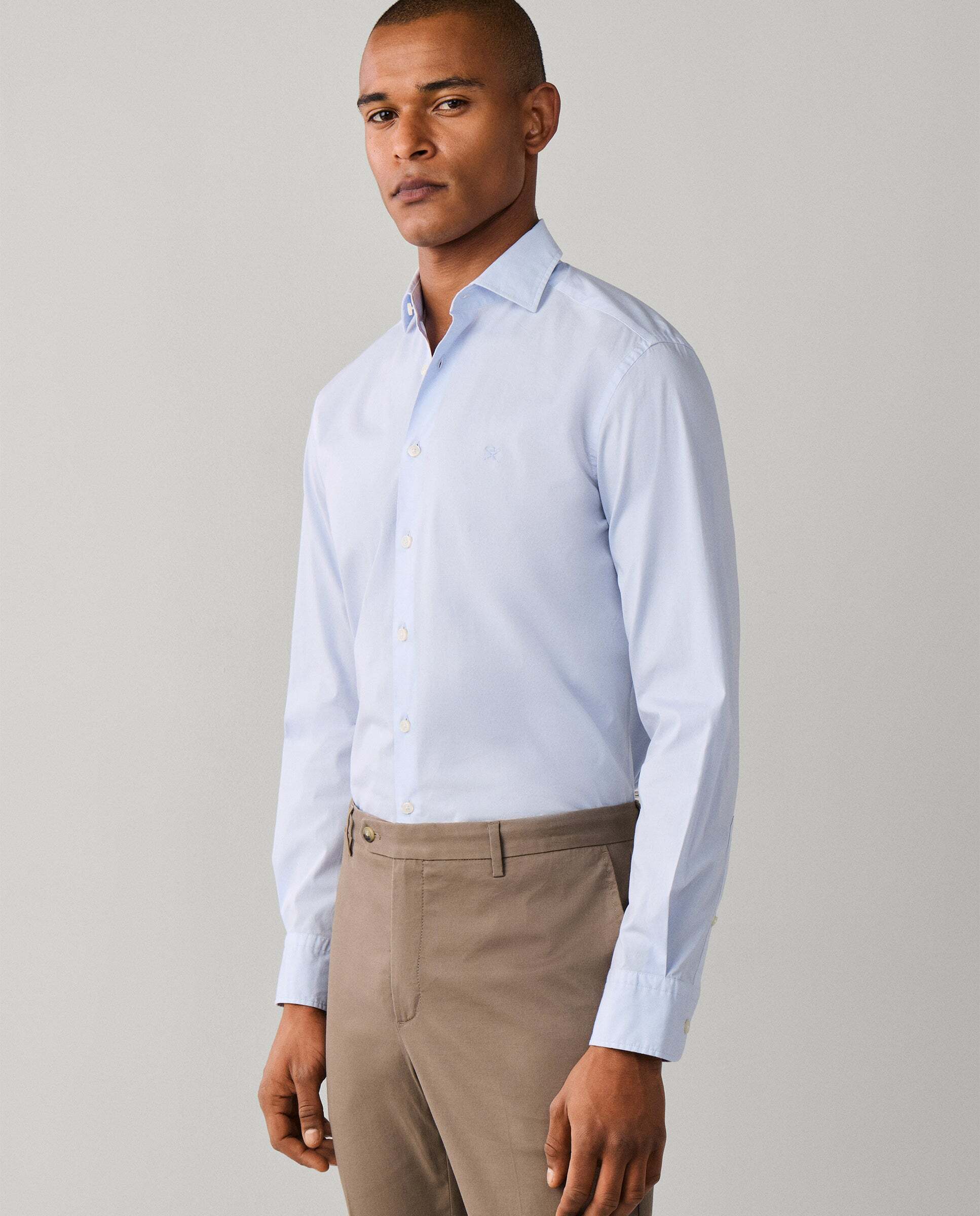 Camisa de hombre popelín elástica fit tailored - Hackett - Azul claro Azul claro-7